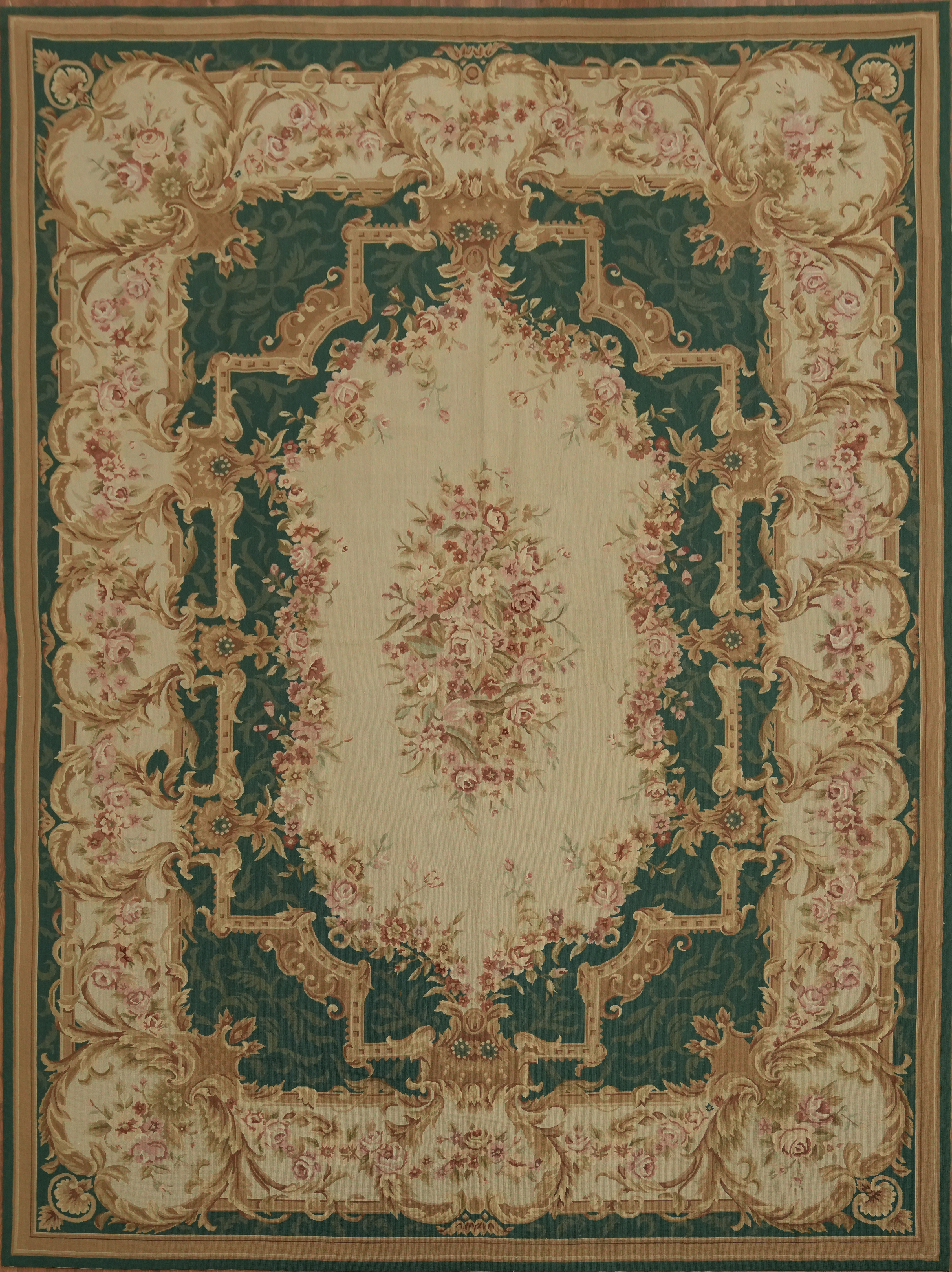 Aubusson Tapestries Rug with Floral Pattern 9×12 Needle Point Chinese Carpet