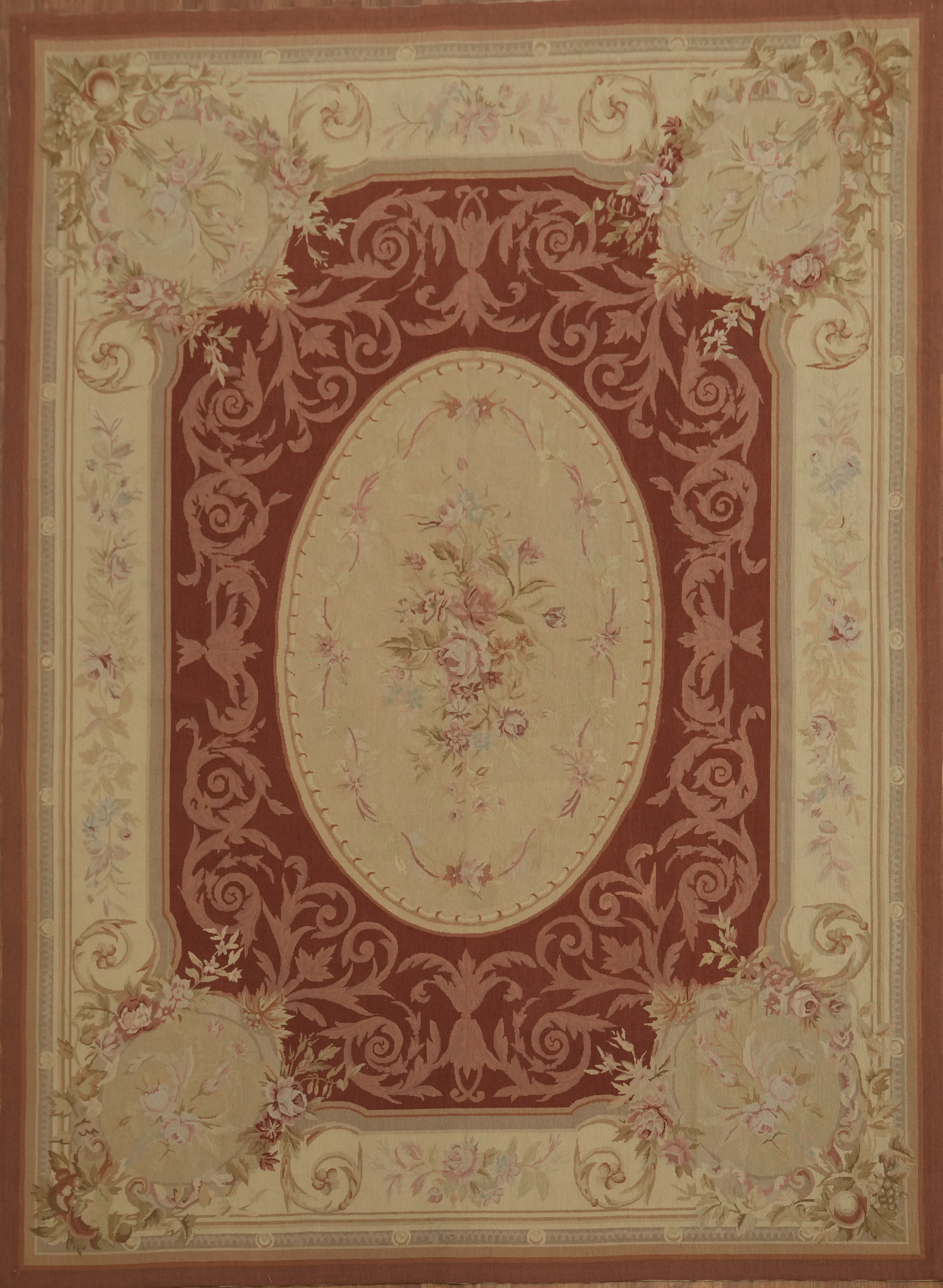 Sophisticated Floral Aubusson Tapestries Rug Chinese Needle-Point Carpet9x12
