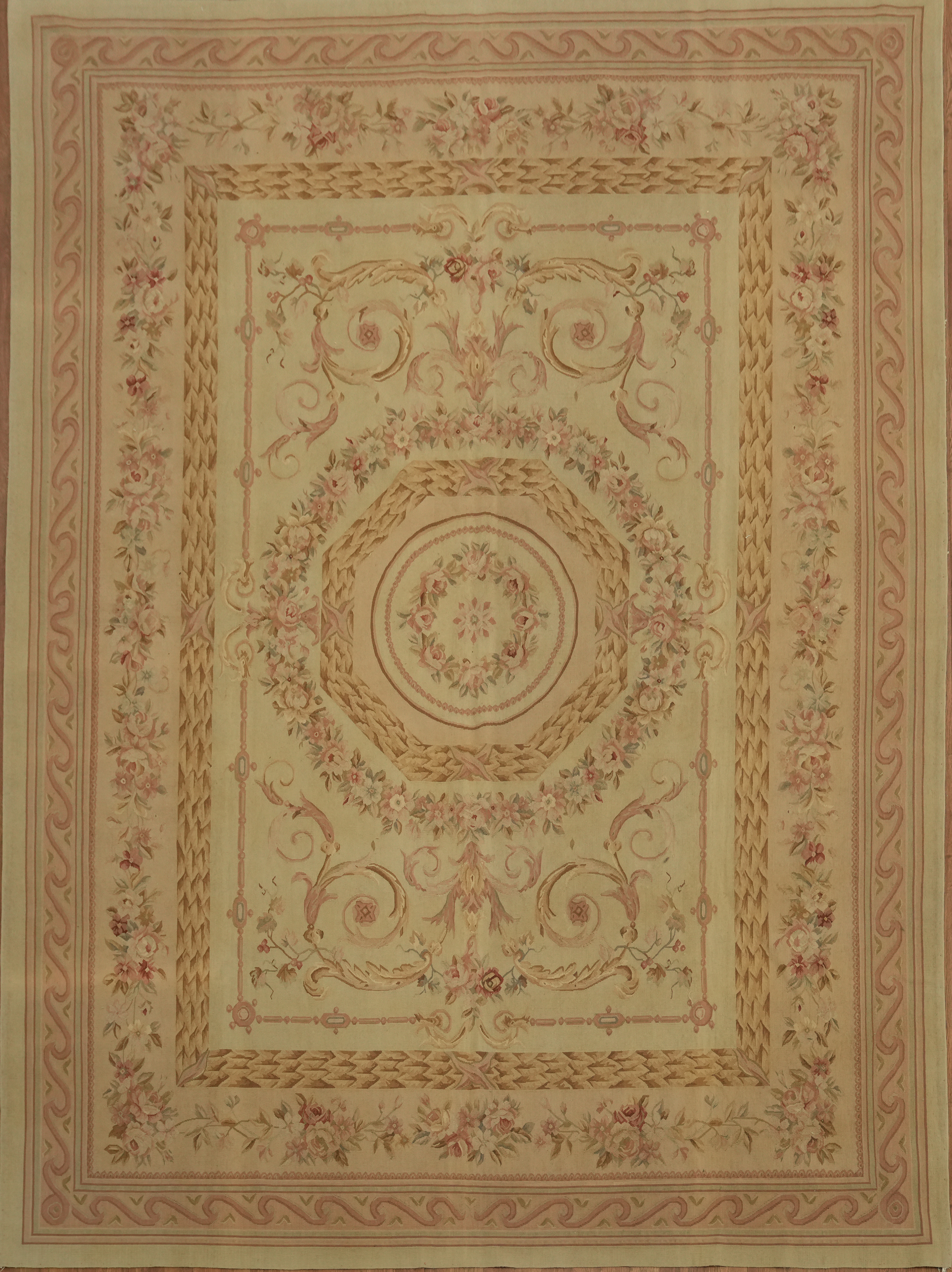 Exquisite Aubusson Tapestries Area Rug Chinese in Soft Pastel Floral Motifs 9×12