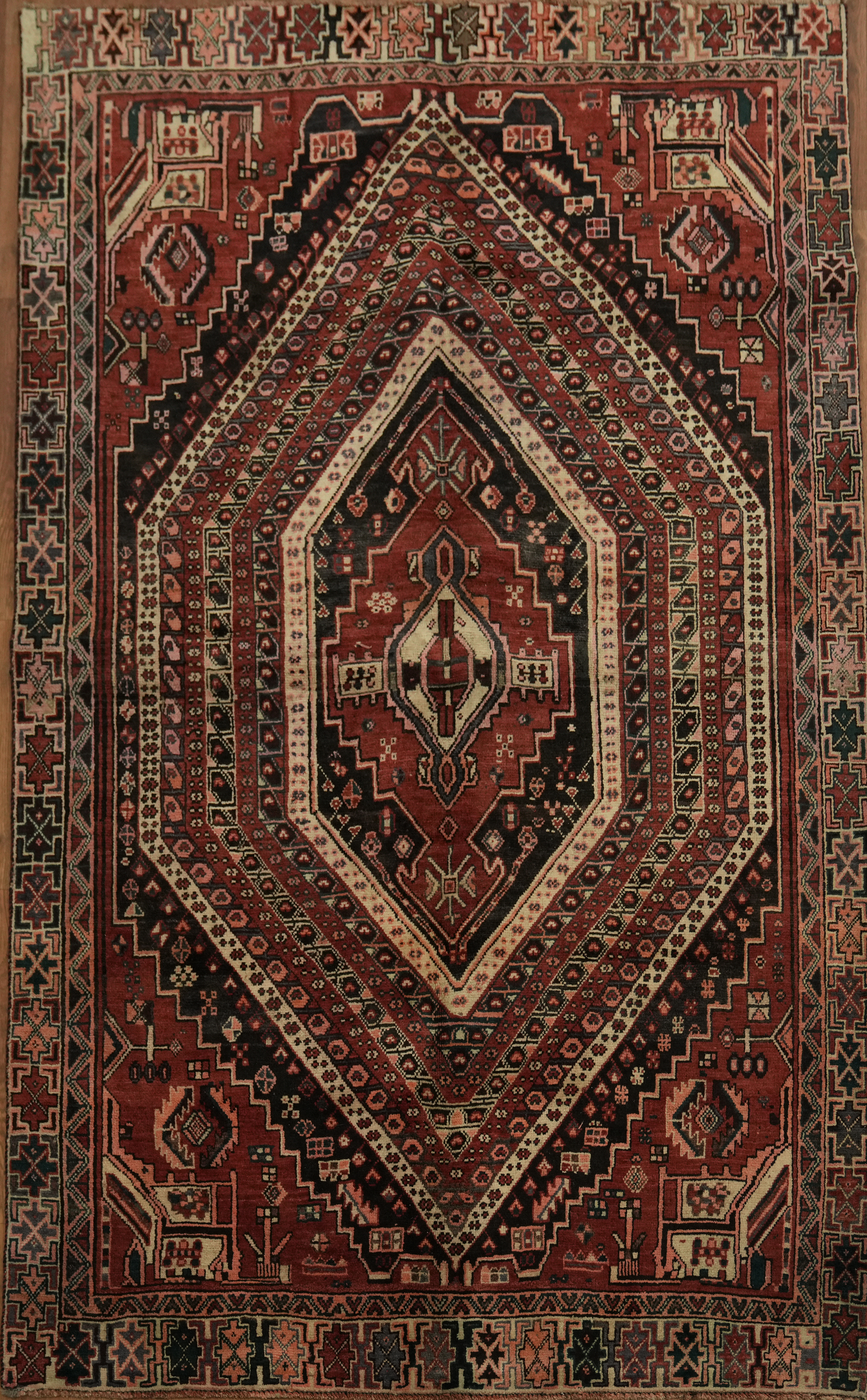 Vintage Tribal Hand-made Accent Rug 5×8 Nomad Traditional Geometric Wool Carpet