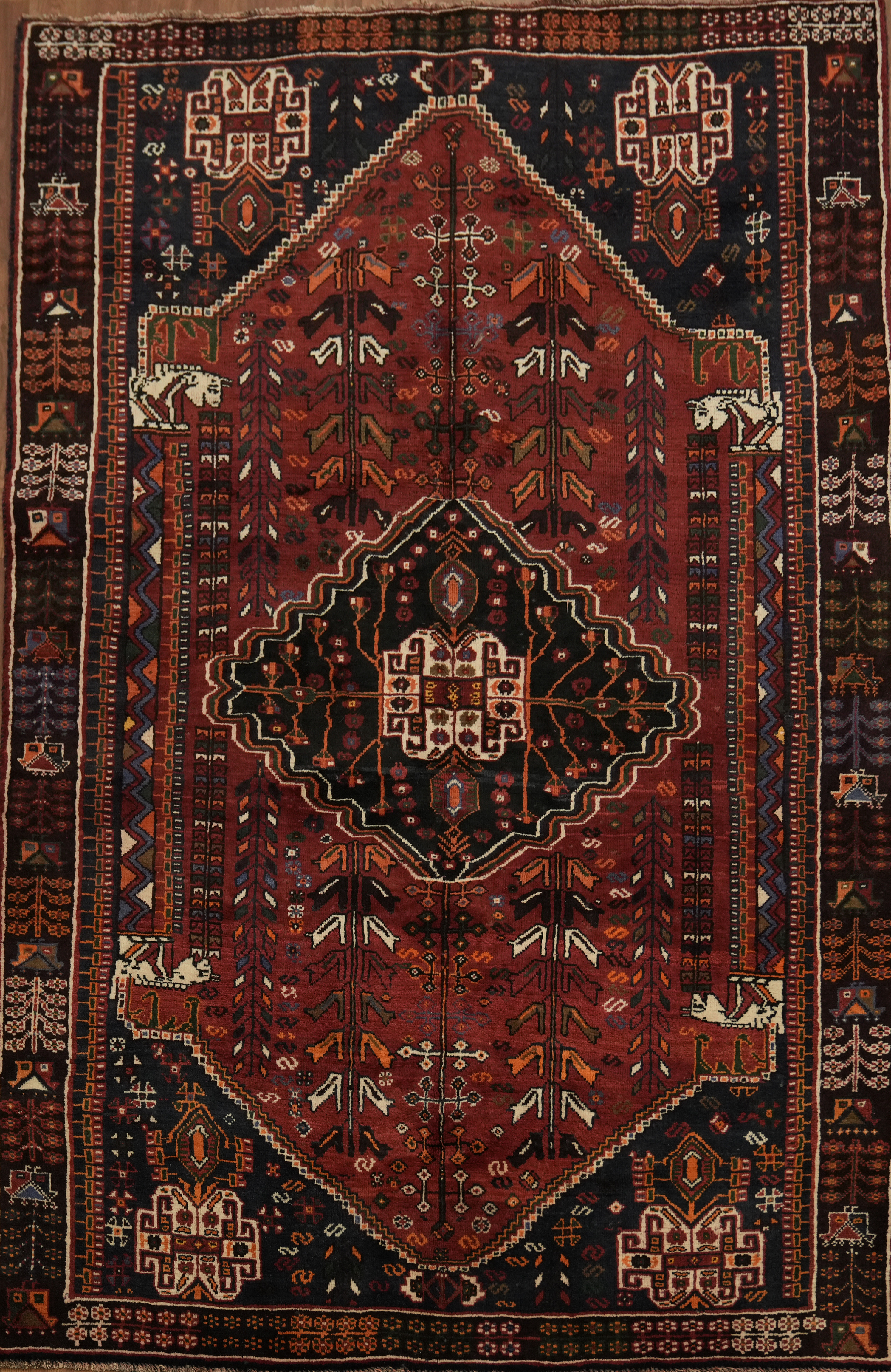 Authentic Geometric Tribal Area Rug 5×8 Wool Hand-knotted Decorative Red Carpet