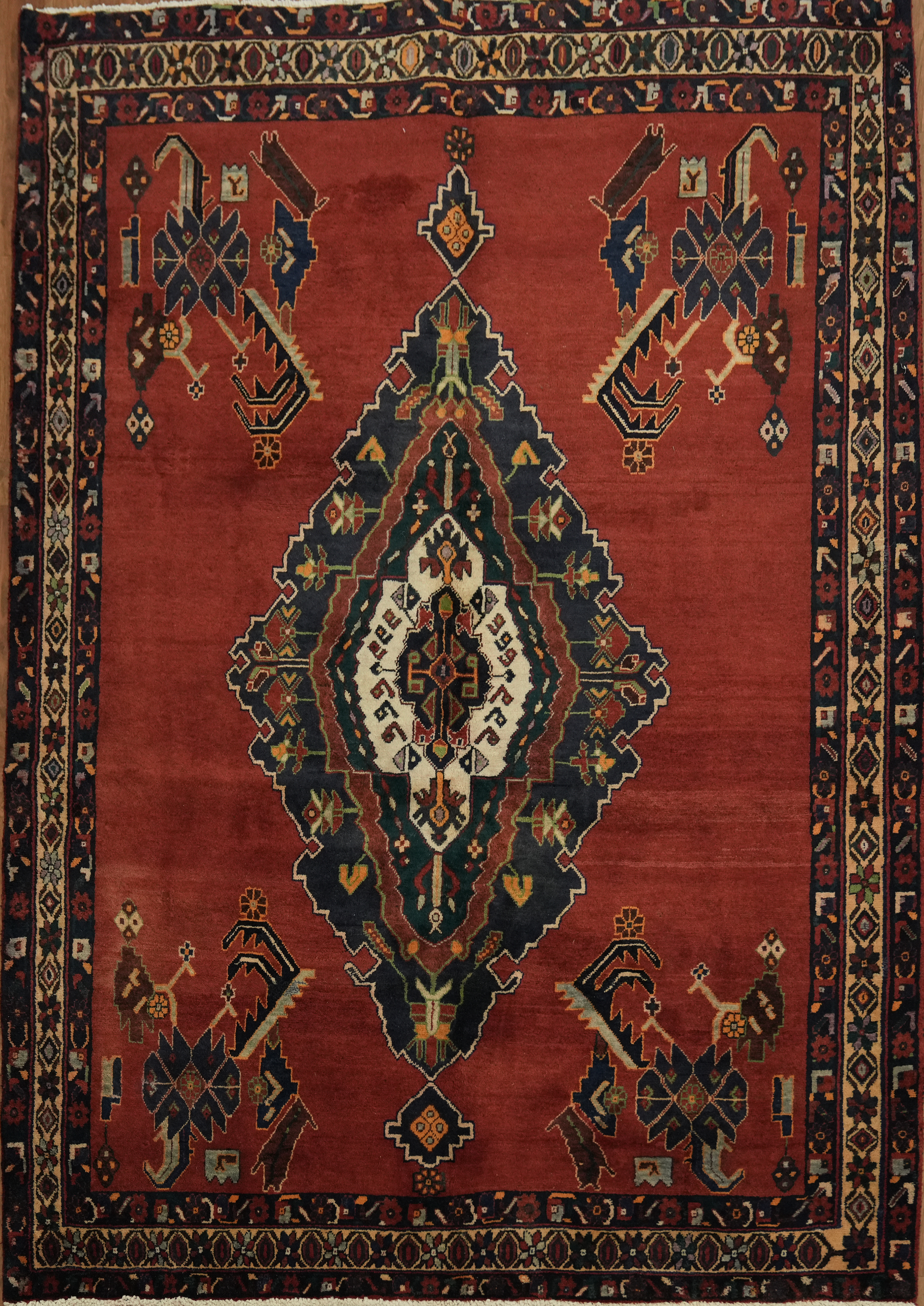 Vintage Tribal Traditional Area Rug 5×7 Wool Hand-knotted Nomadic Vintage Carpet