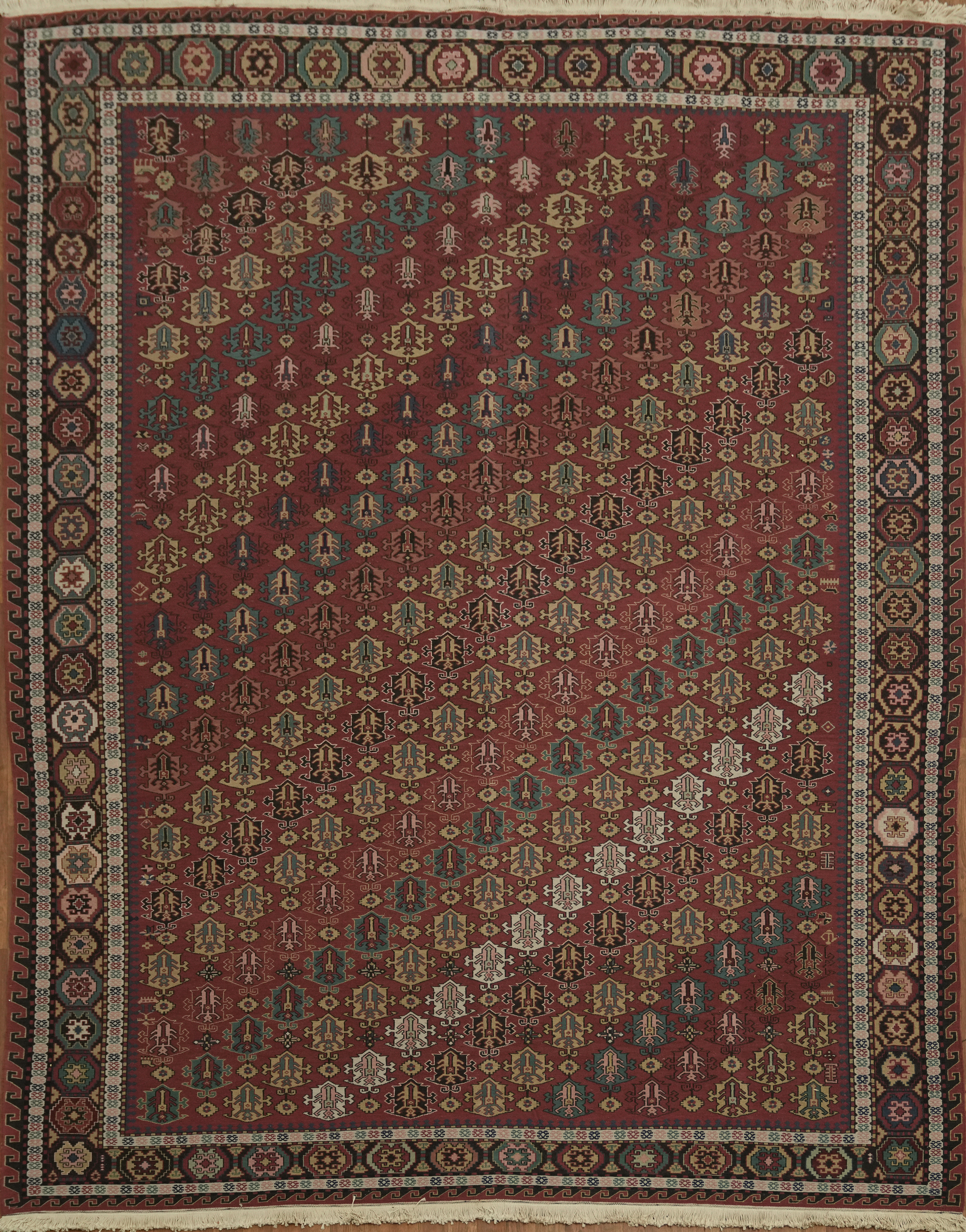 Classic Geometric Decorative Area Rug Room Size Hand-woven Kilim Carpet 9×12