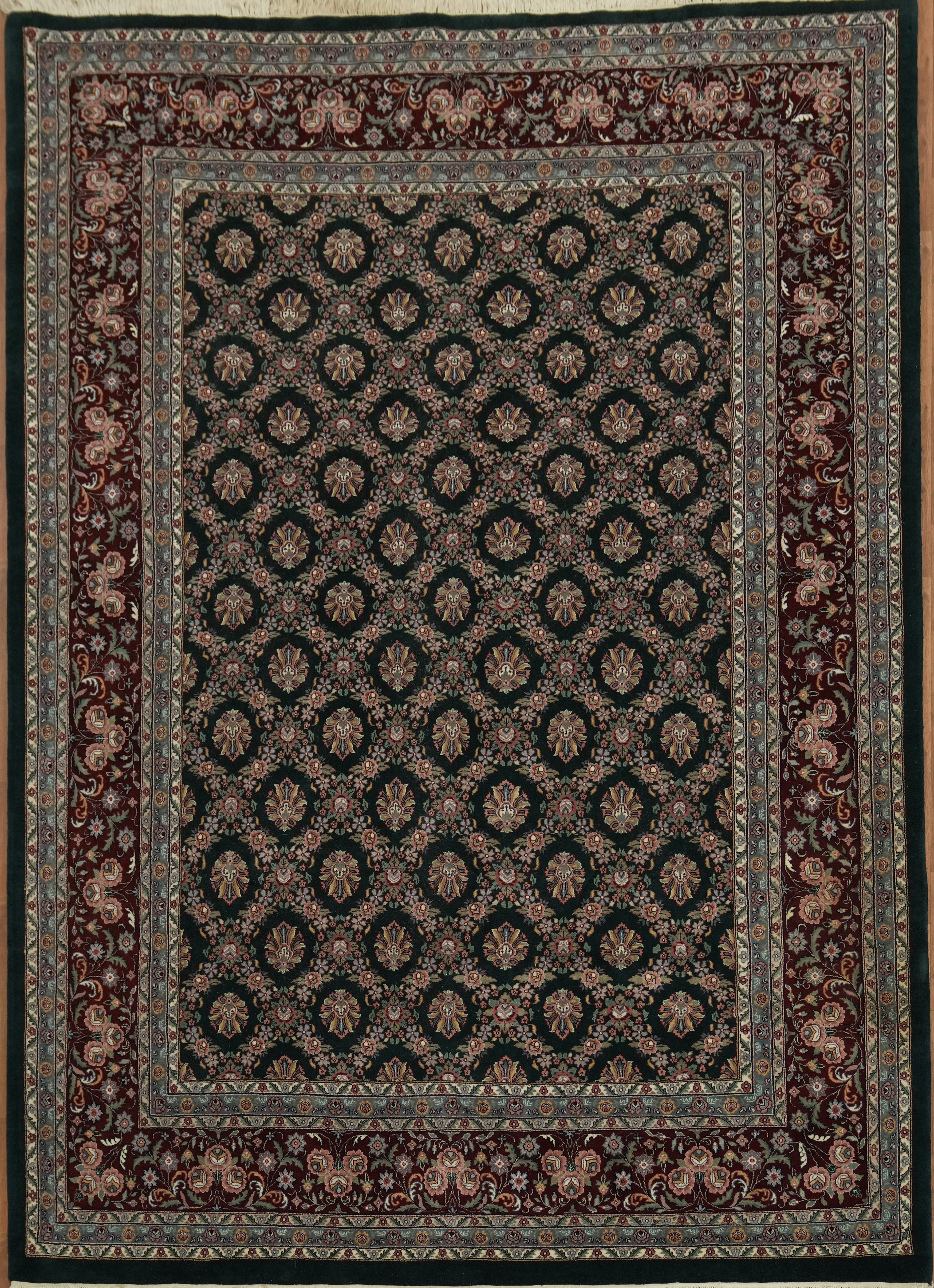 Luxurious Dining Room Rug 9×12 Traditional Oriental Green Wool Handmade Carpet
