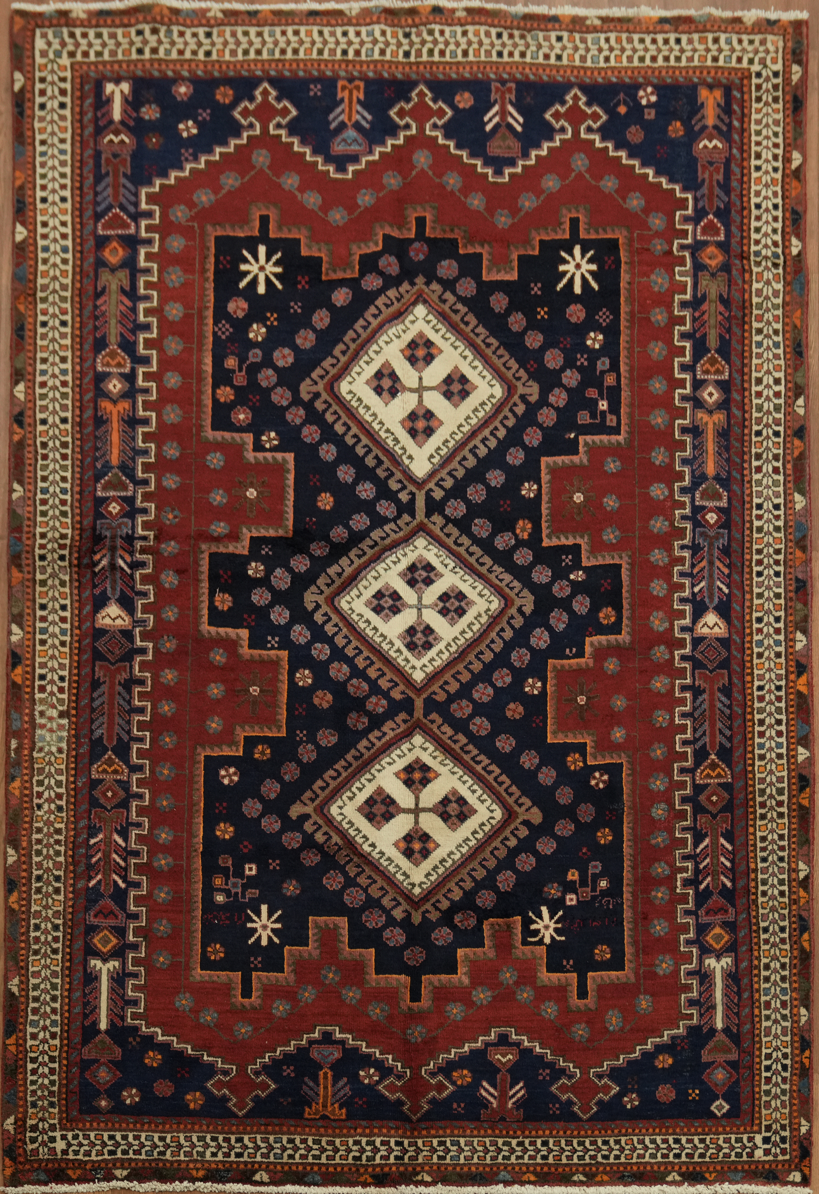 Traditional Vegetable Dye Area Rug 5×7 Hand-knotted Wool Vintage Classic Carpet