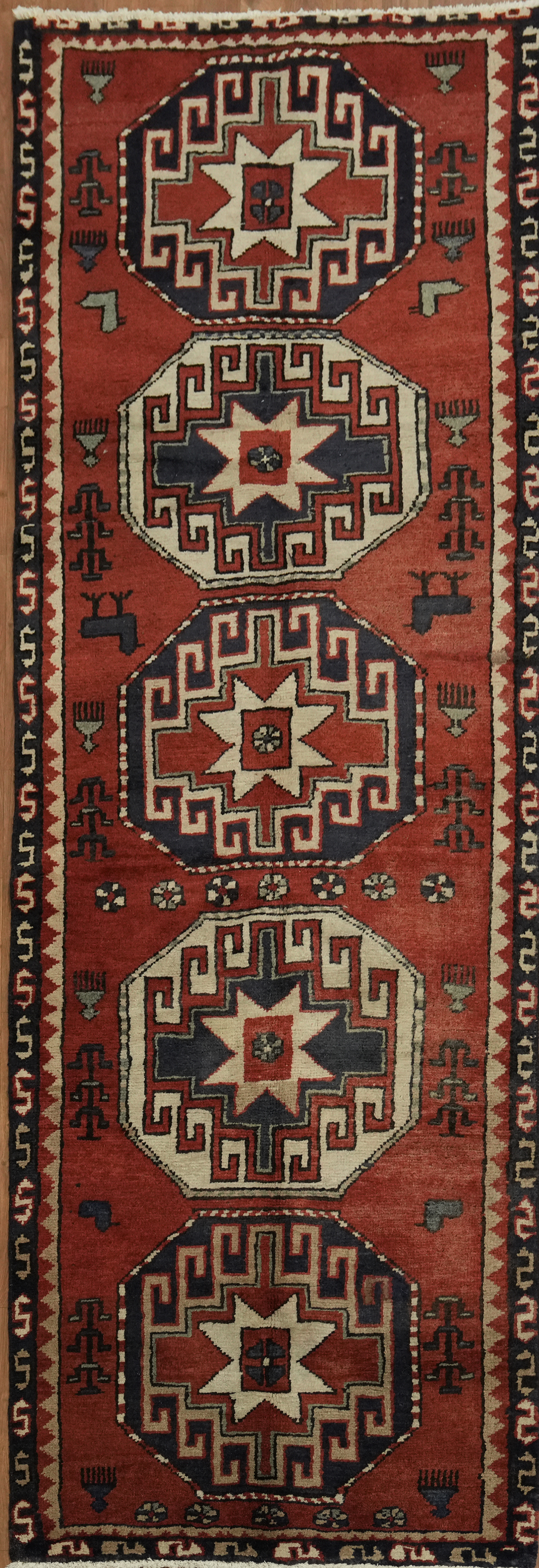 Vintage Handmade Wool Rug Runner with Unique Geometric Patterns 3×9 Nomad Carpet