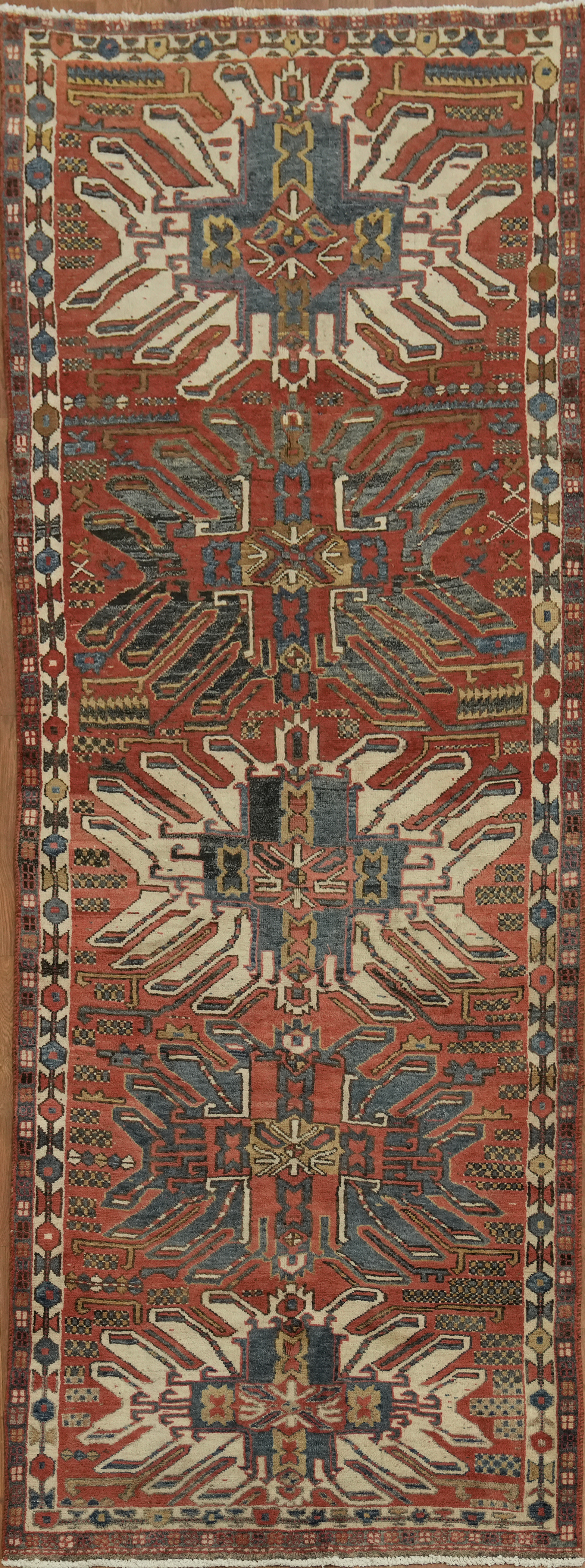 Classic 9 ft Runner Rug 3×9 Geometric Wool Hand-knotted Hallway Vintage Carpet