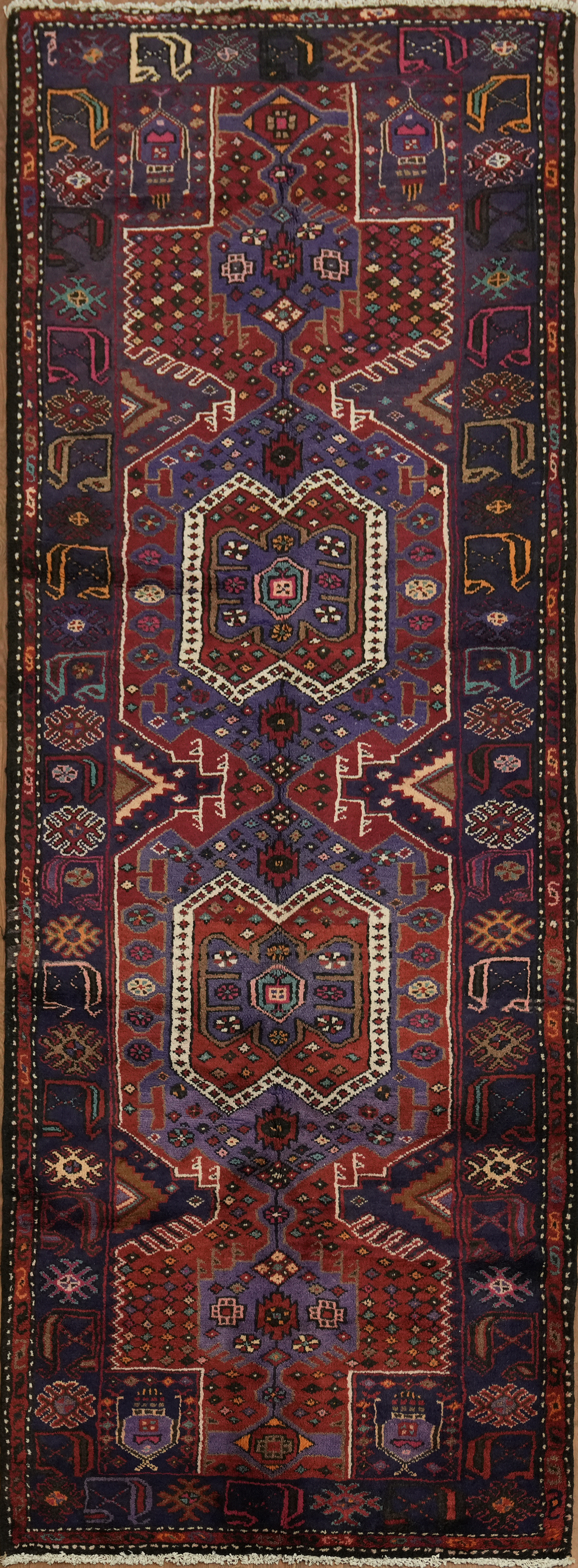 Tribal Geometric 9 ft Runner Rug 3×9 Red Wool Hand-made Traditional Vintage Rug
