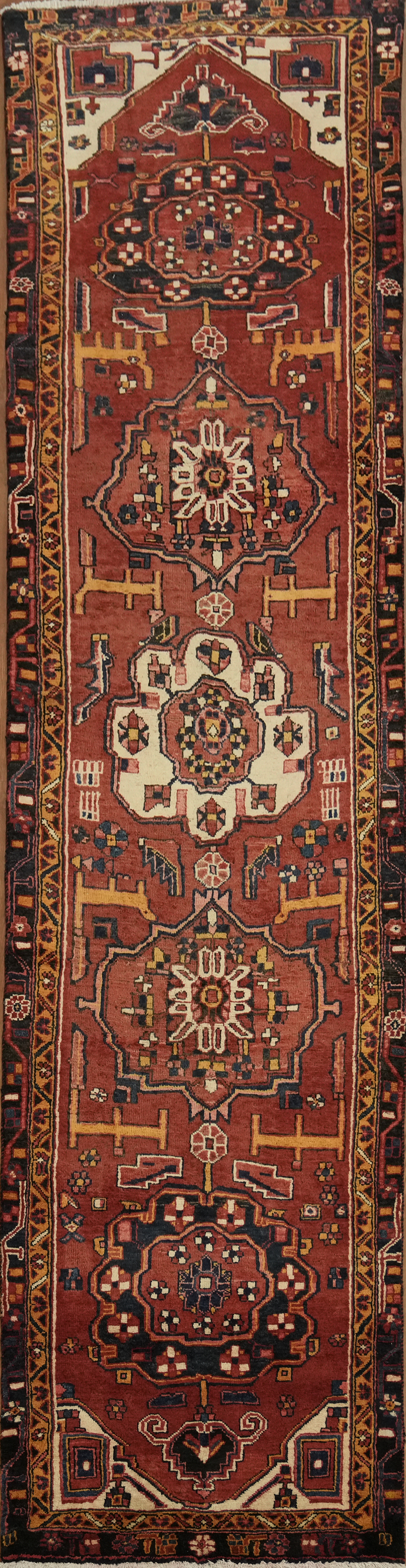 Elegant Hand-Knotted Traditional Runner Rug 3×13 Geometric Vintage Wool Carpet