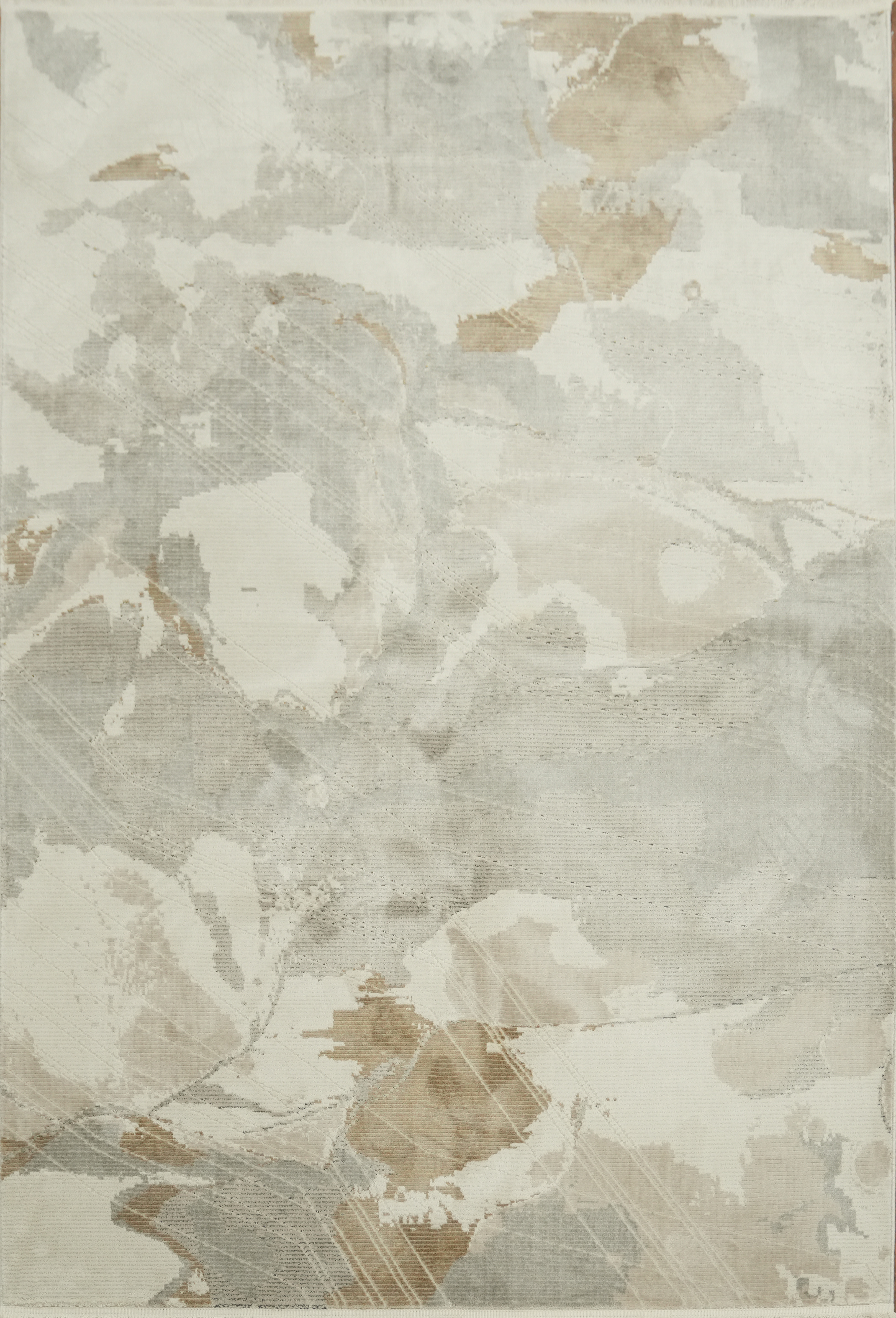 Luxurious 5×8 Modern Rug with Serene Cream Gray and Beige Abstract Design