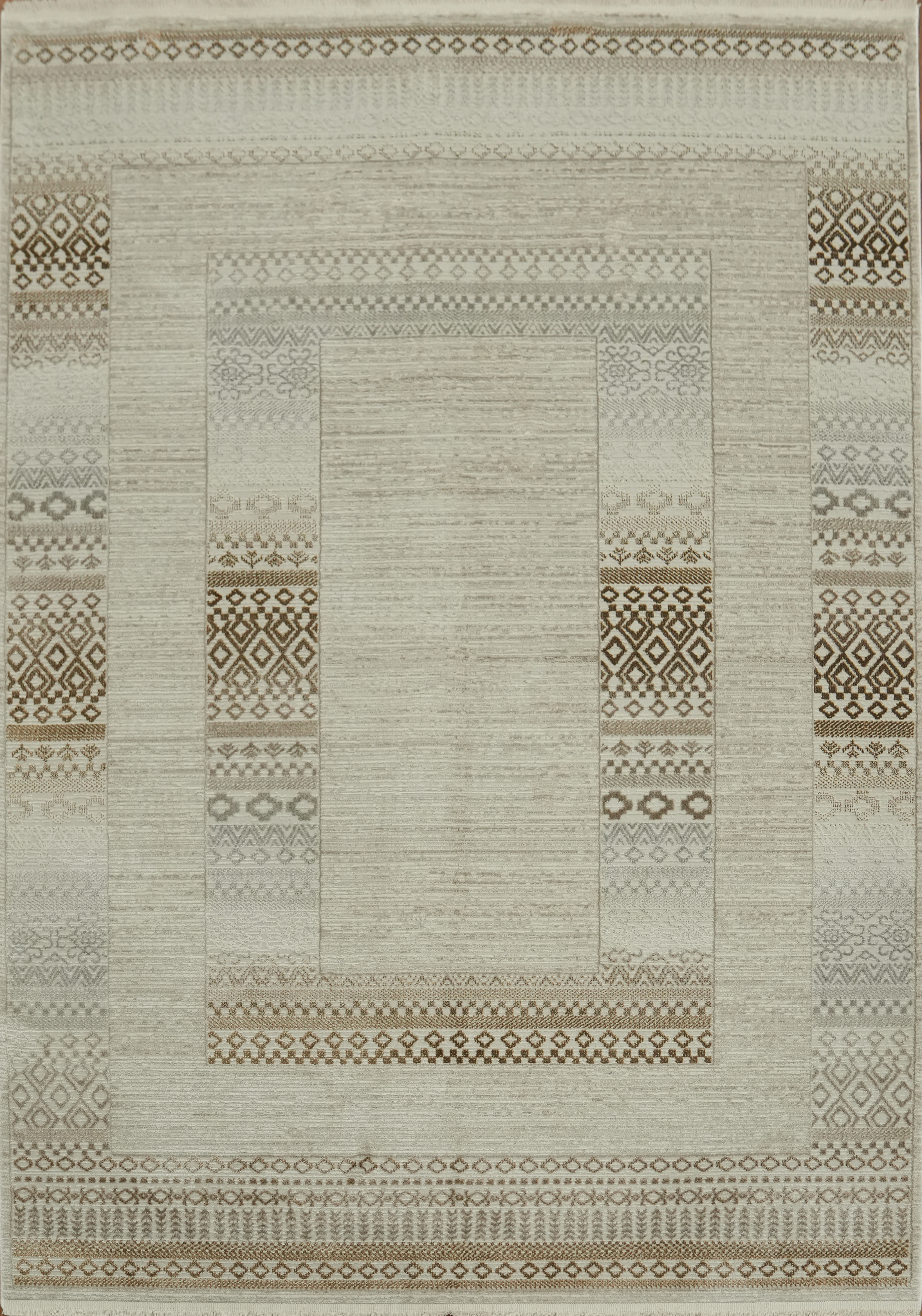 Handcrafted Beige Geometric Rug 5×8 Ft Contemporary Neutral Tones Turkish Carpet