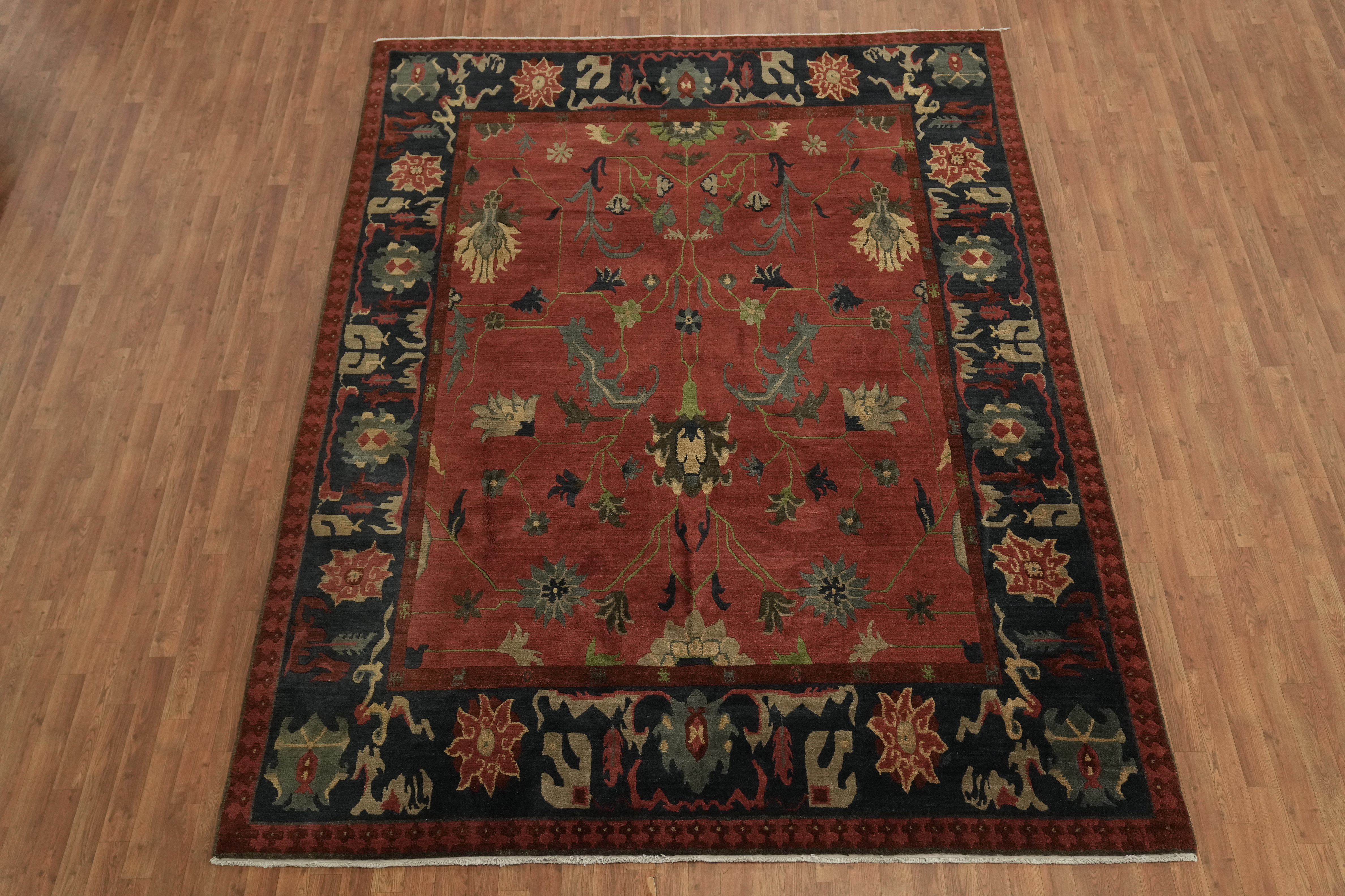 Handmade Art and Craft Area Rug 9×11 Ft Traditional Oriental Floral Wool Carpet