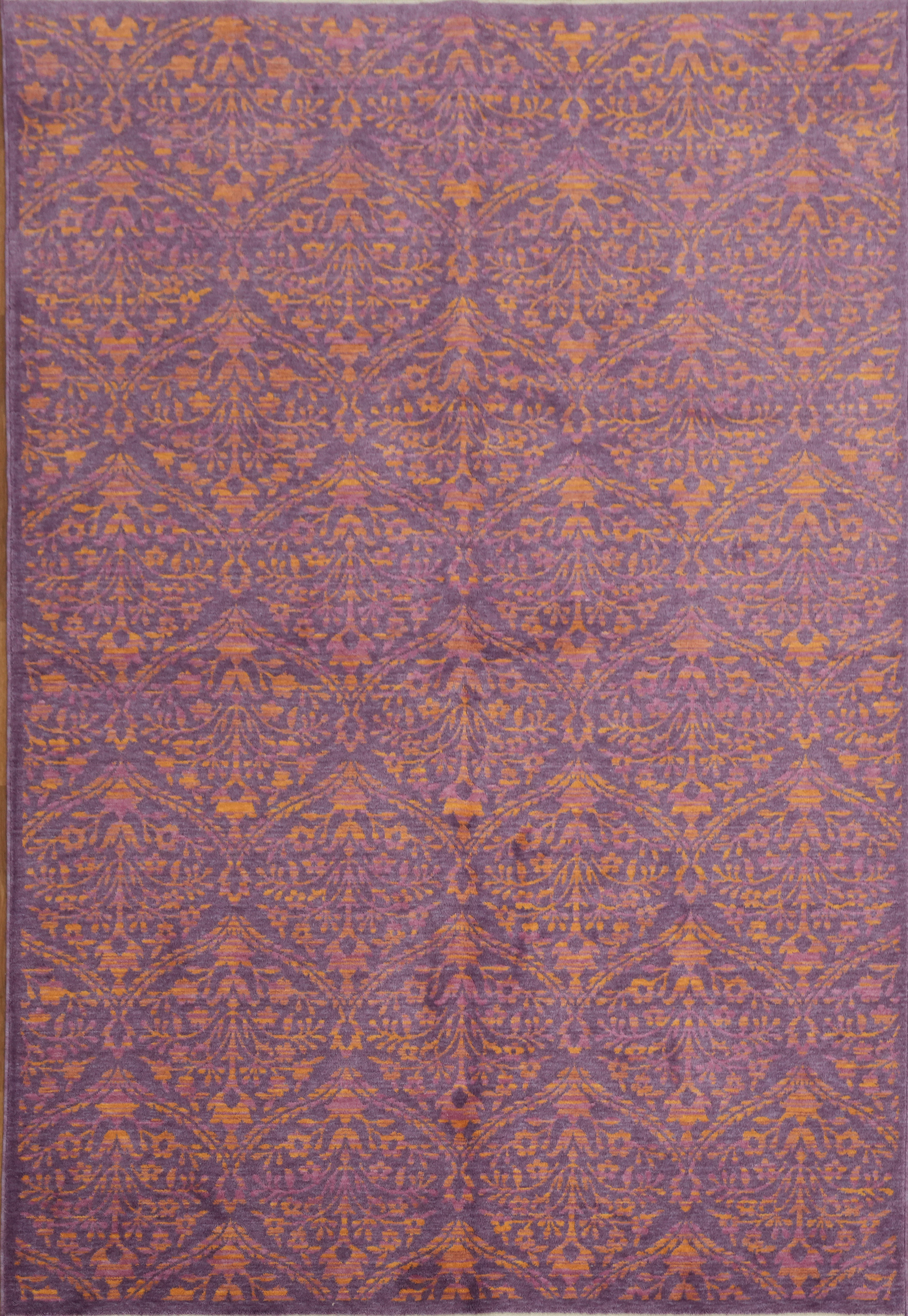 Elegant Purple Area Rug 6×9 Ft Contemporary Abstract Turkish Wool Carpet