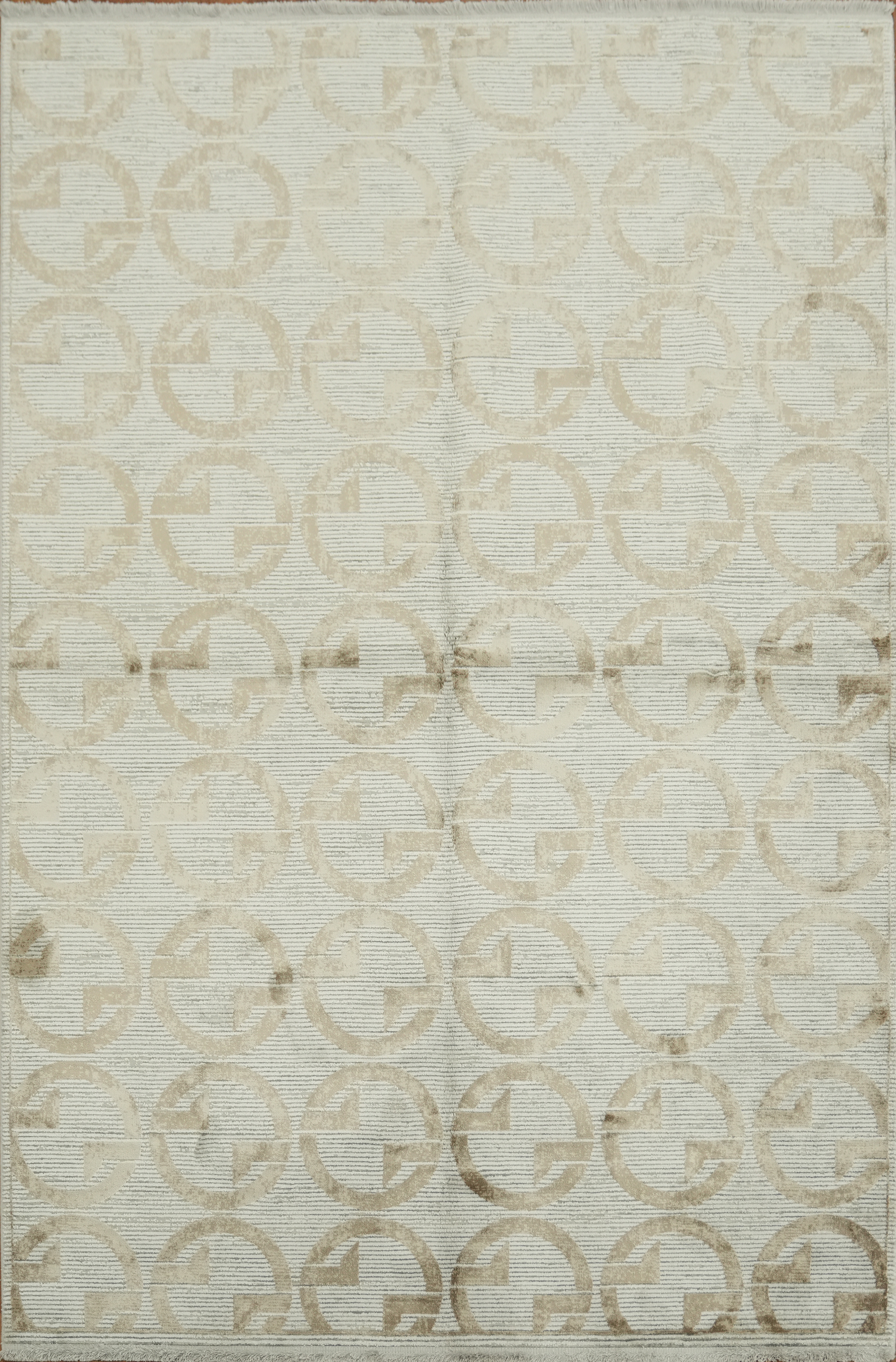 Elegant Beige Circle Patterned Area Rug 5×8 Ft Contemporary Modern Turkish Rug