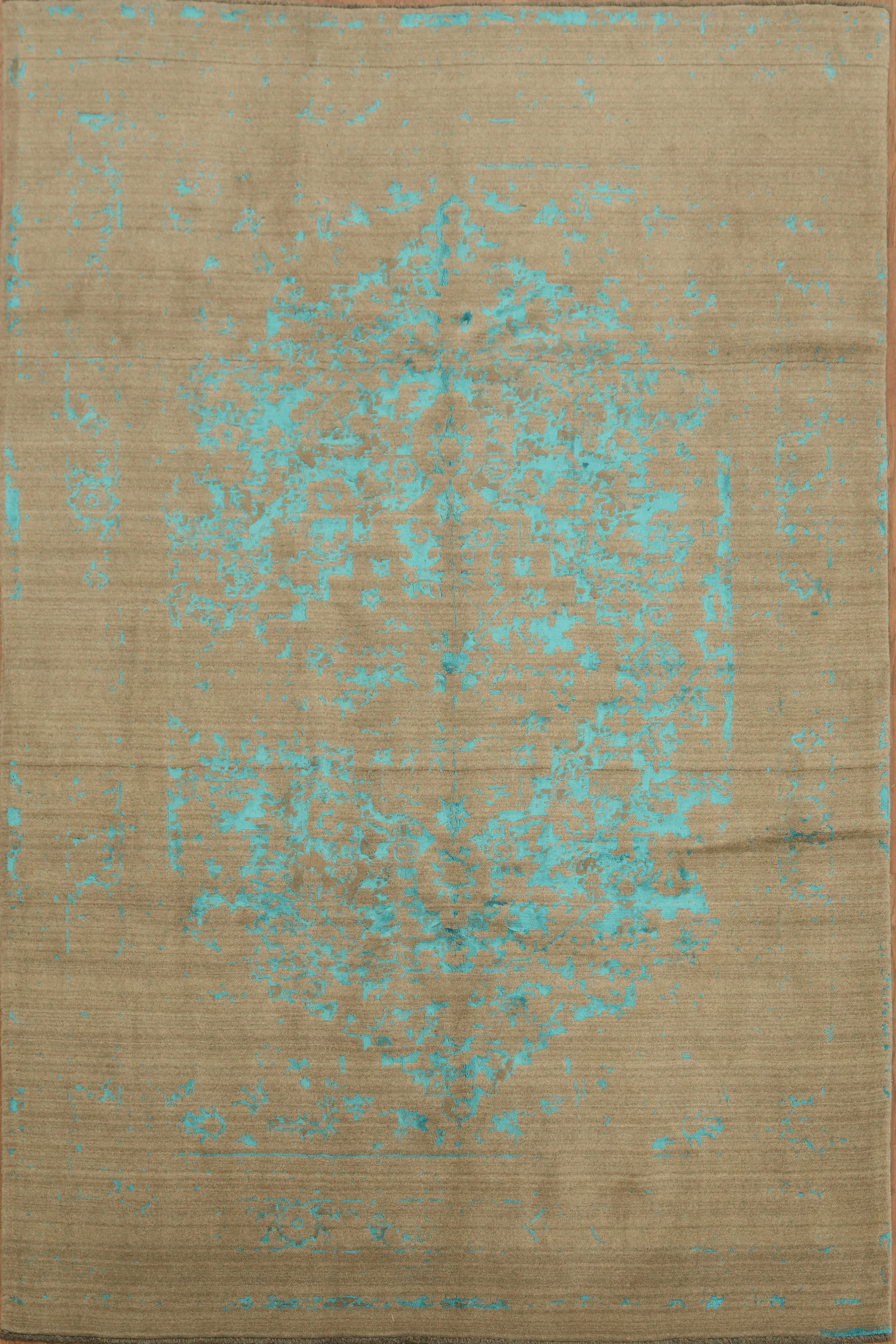 Vintage Charm: Rustic Brown Rug 6×9 Ft Hand-Knotted Contemporary Wool Carpet