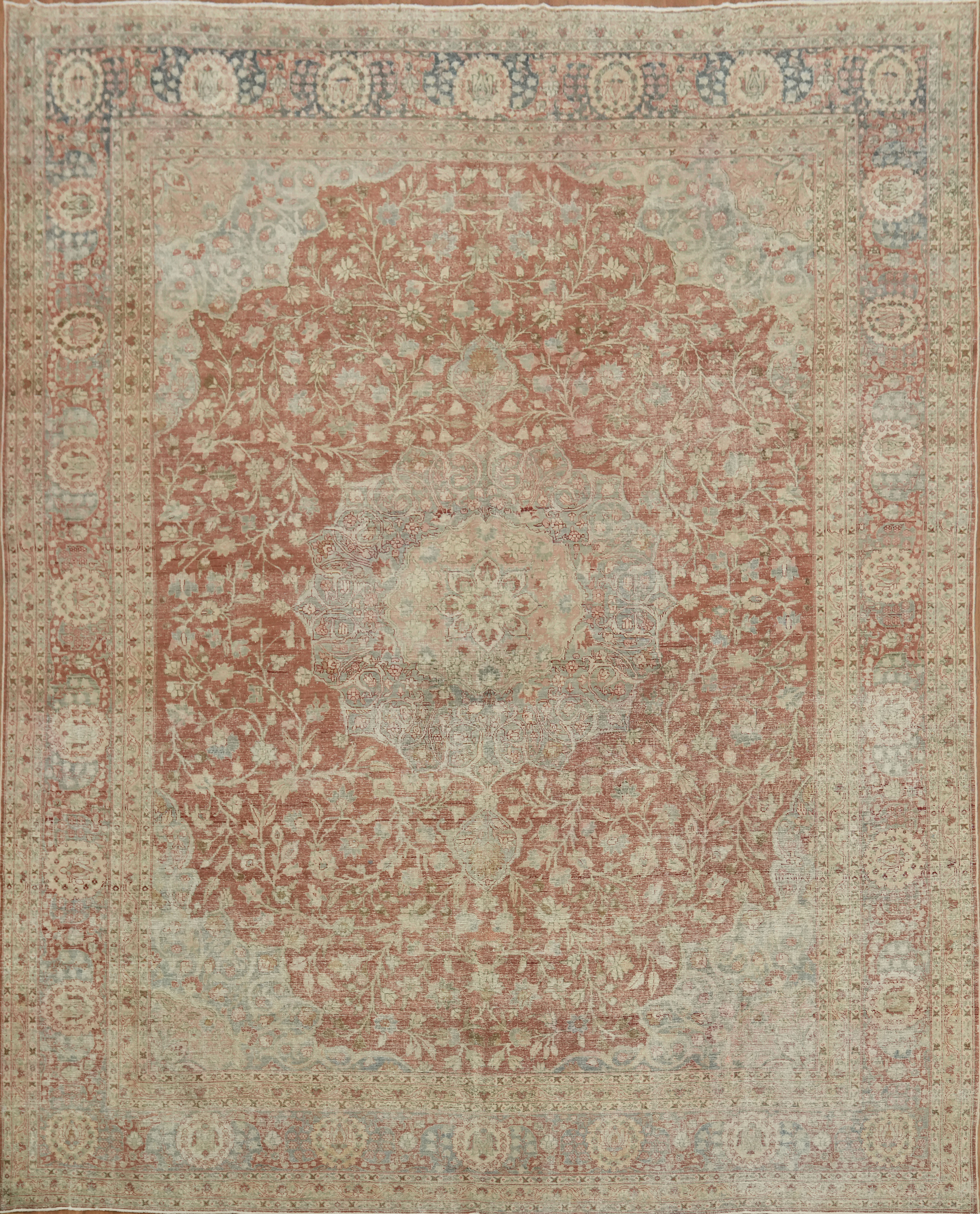Pre-1900 Antique Palace Size Rug 13×16 Hand-knotted Wool Traditional Rust Color