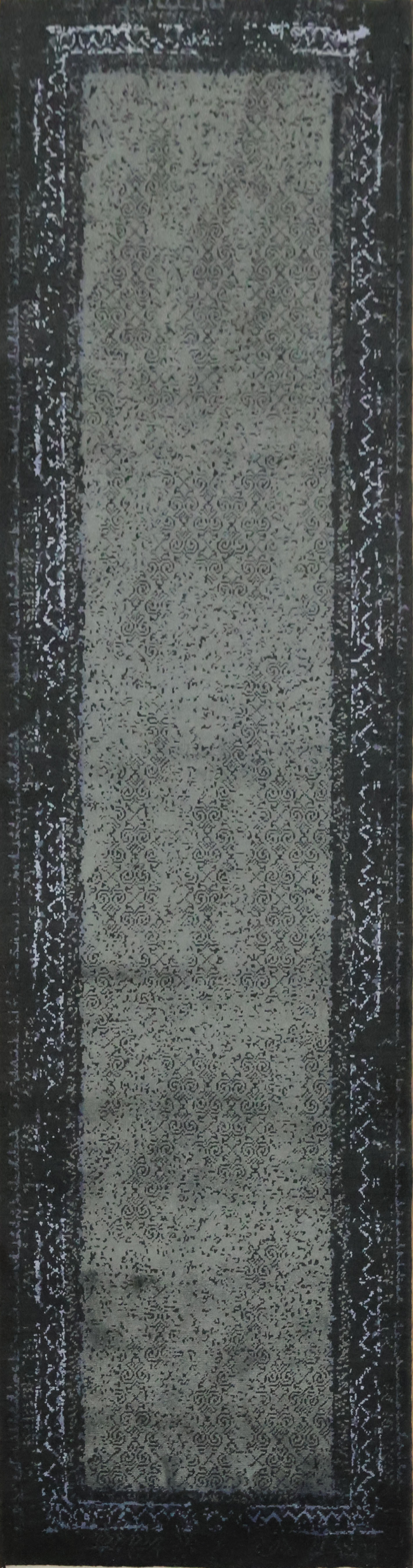Artistic Dark Toned Rug Contemporary Abstract Turkish Wool Carpet Charcoal Rug