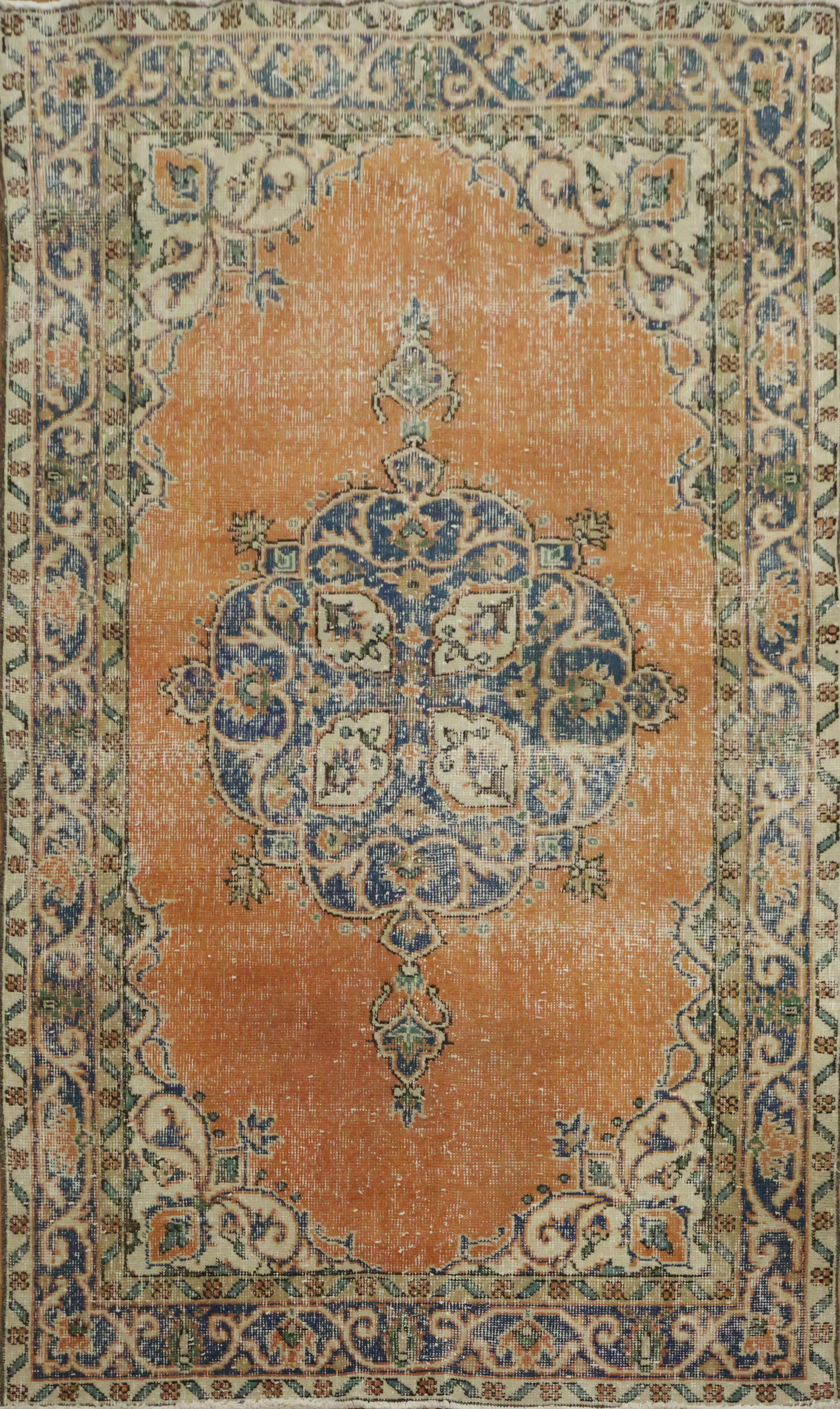 Anatolian Turkish Area Rug 4x7 Ft Hand-Knotted Vintage Distressed