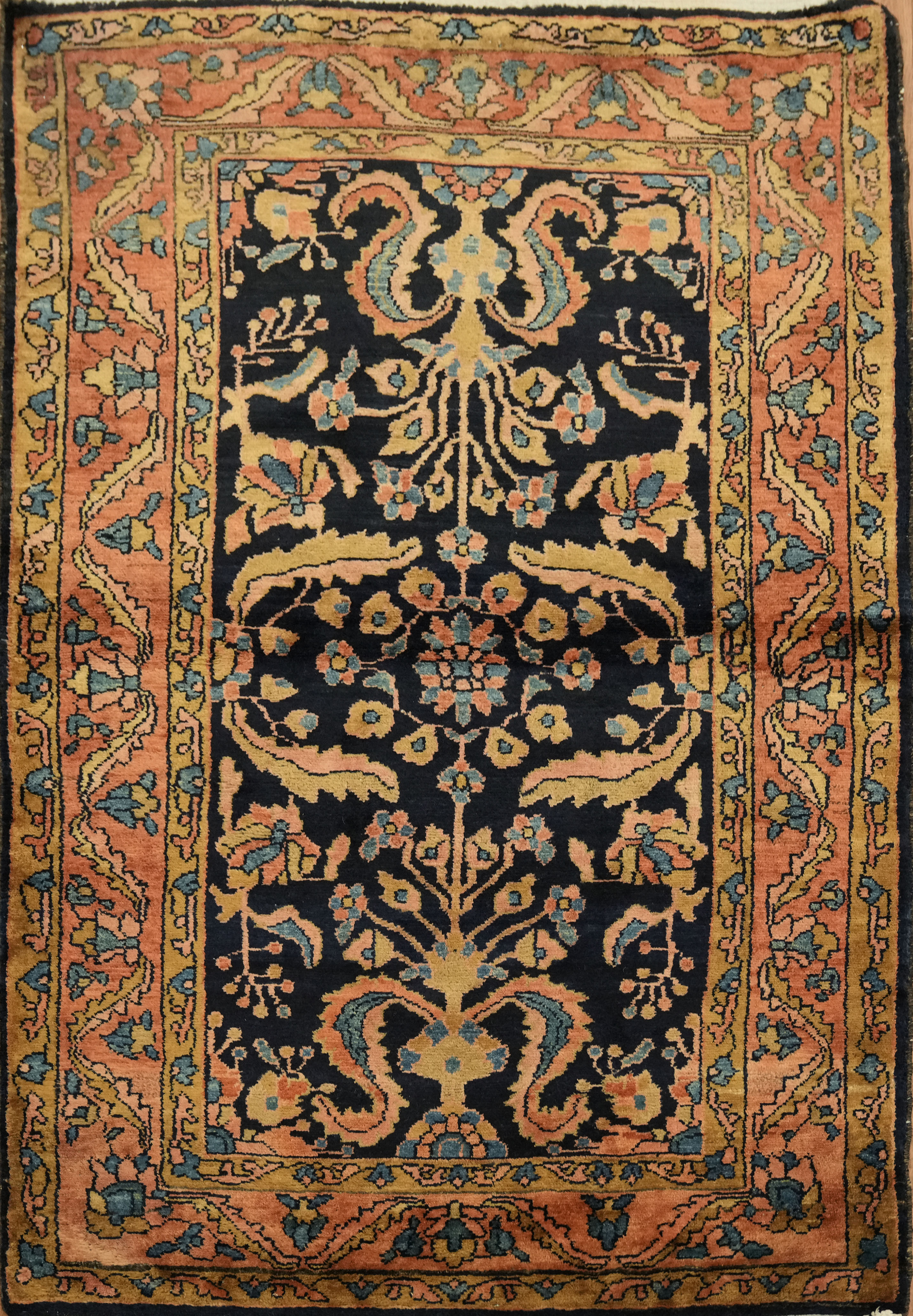 Vegetable Dye Blue Floral Foyer Rug 3×5 Ft Handmade Tribal Oriental Wool Carpet