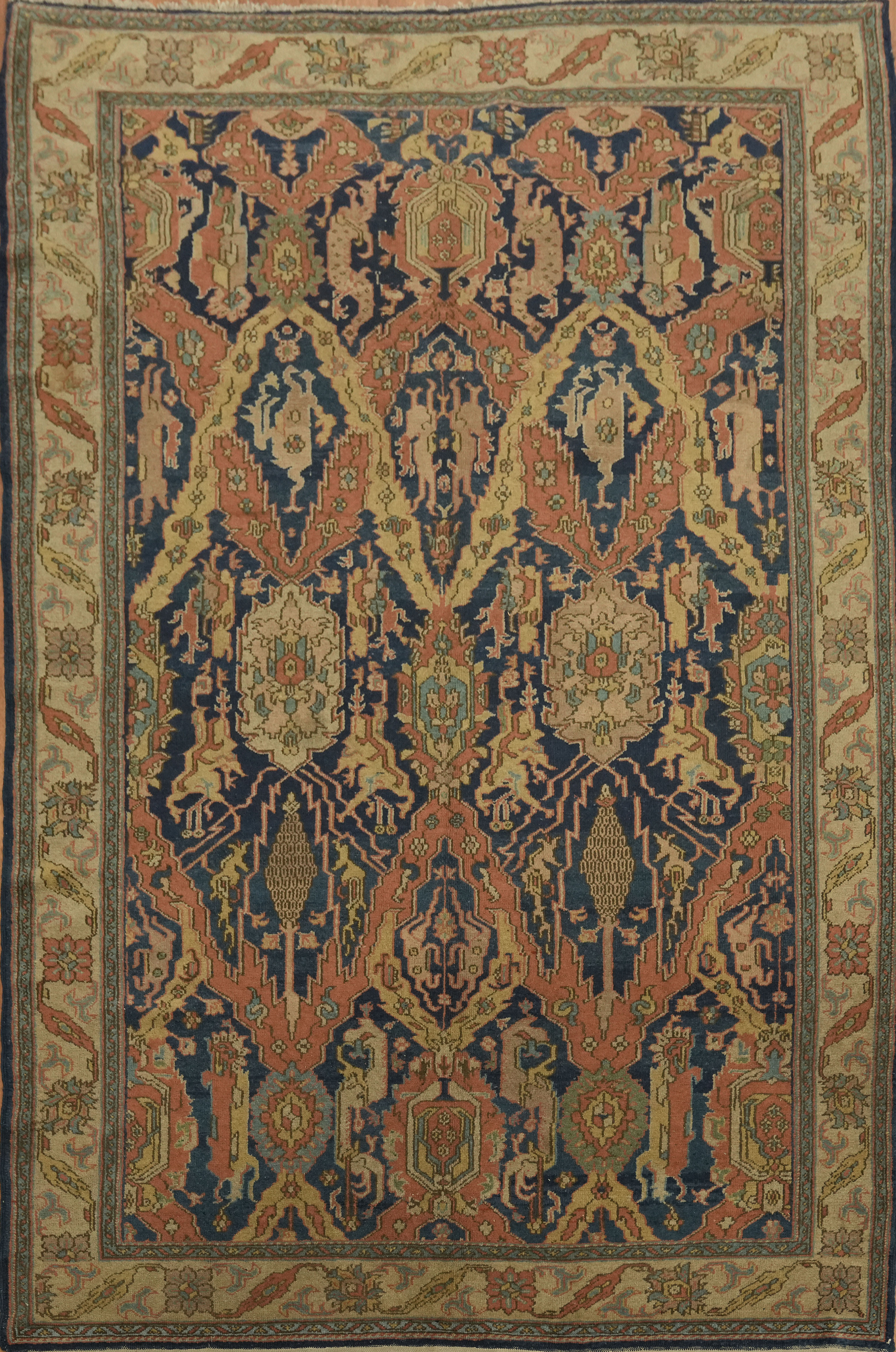 Pre-1900 Antique Area Rug 5×8 Ft Handmade Traditional Oriental Wool Carpet