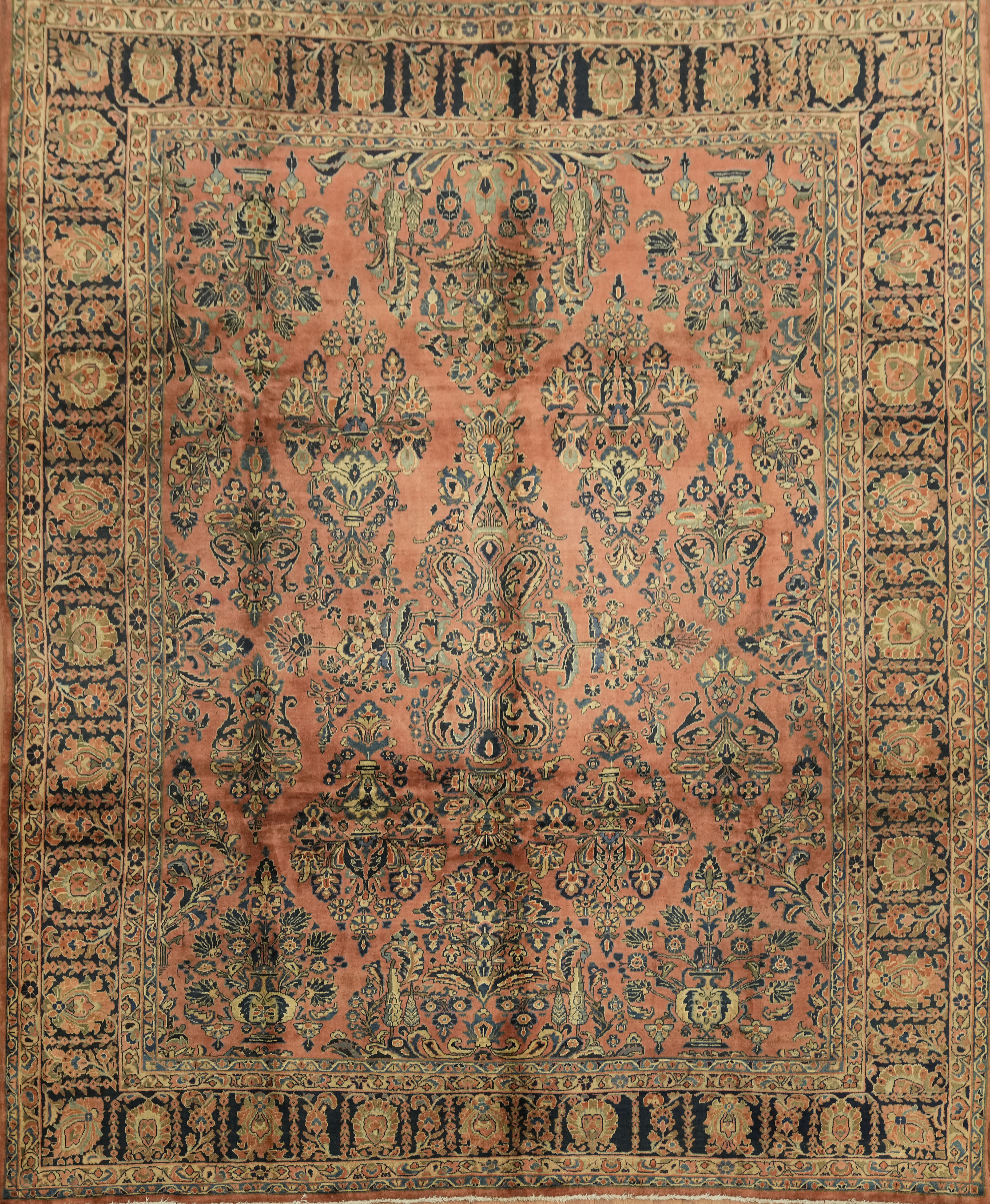 Handmade Vintage Floral Area Rug 9×11 Ft Traditional Wool Carpet Living Room Rug