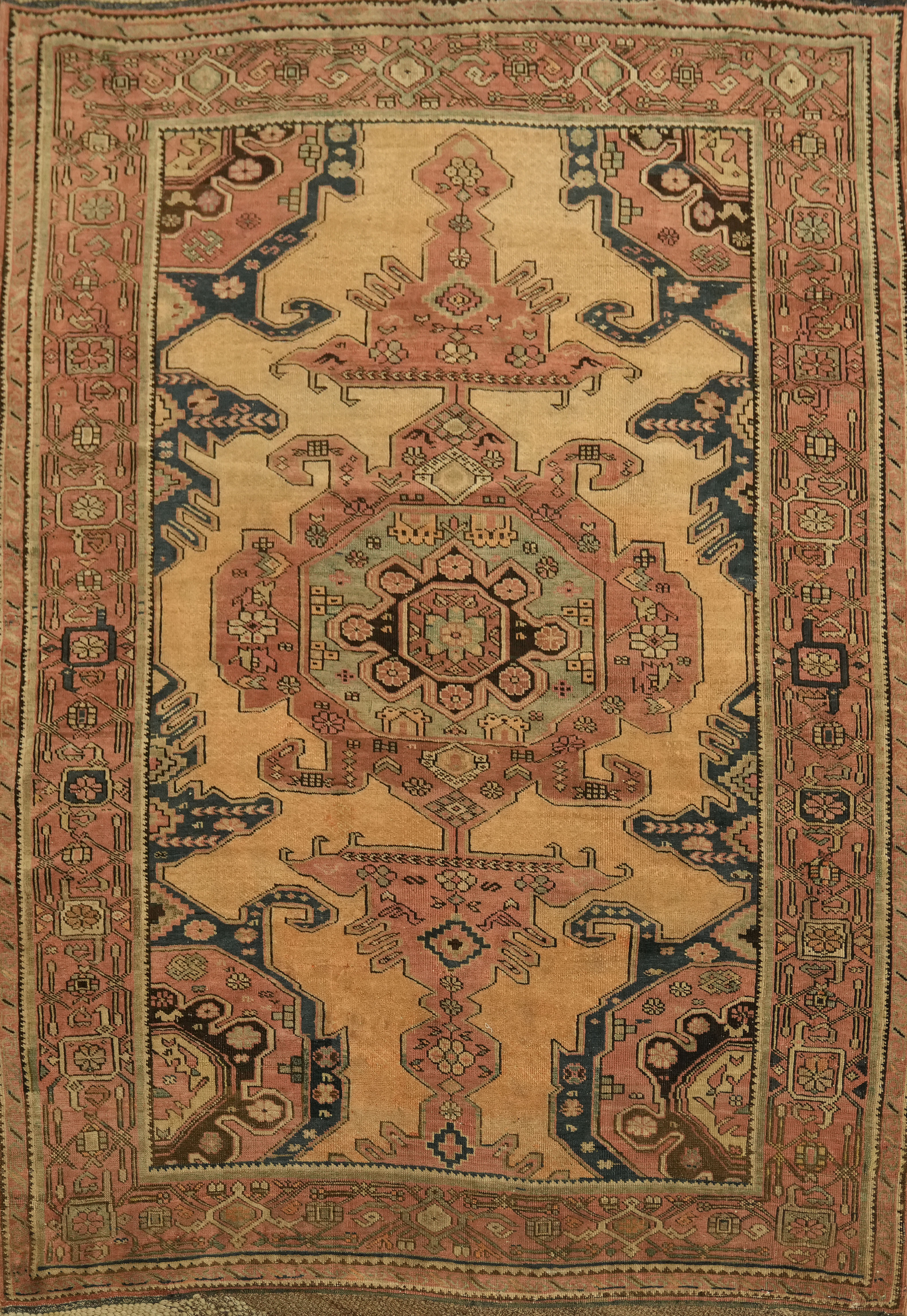 Pre-1900 Antique Area Rug 4×6 Ft Handmade Traditional Oriental Wool Carpet