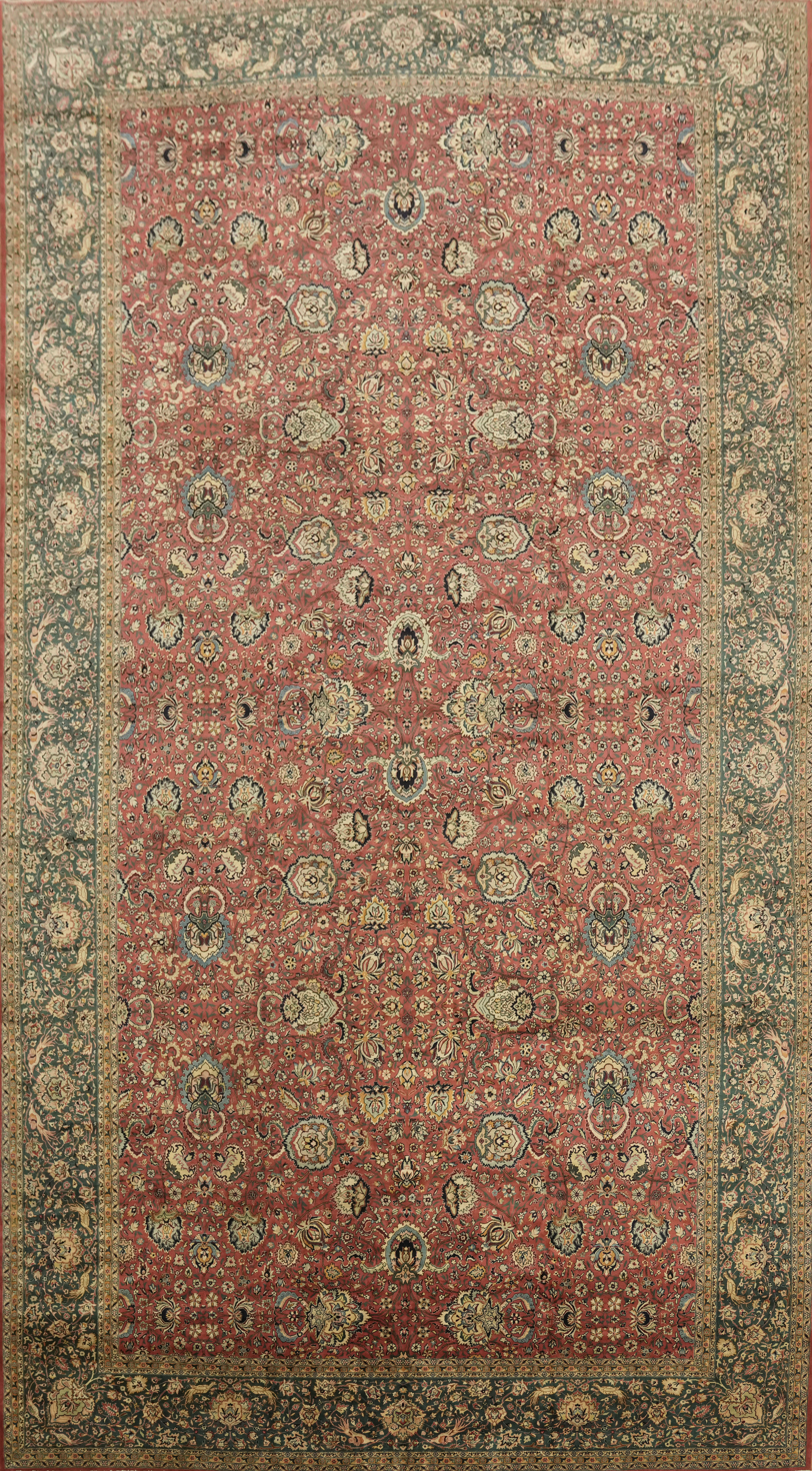 Traditional Over Sized Rug 14×26 Vegetable Dye Handmade Wool All-Over Pattern