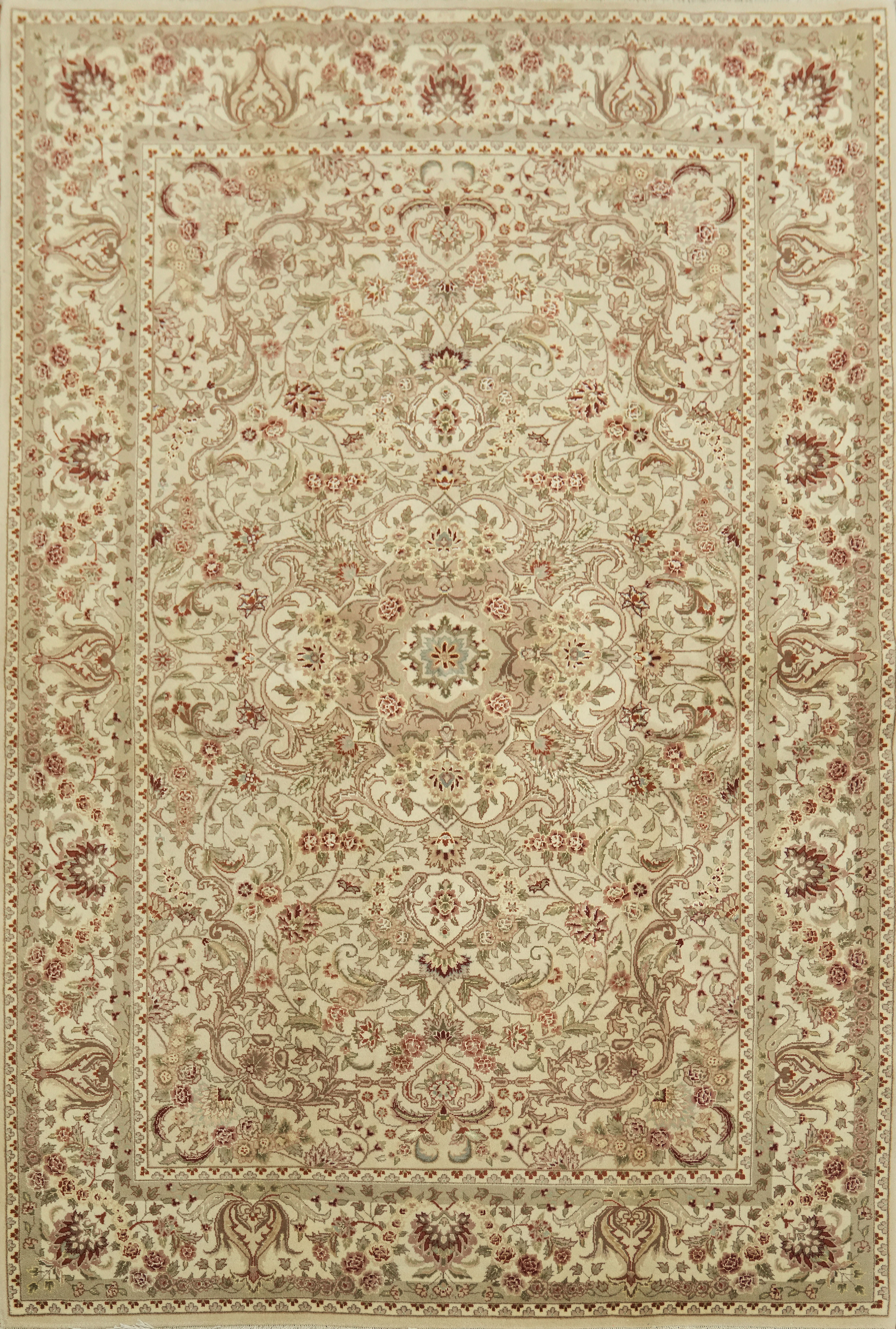 Vegetable Dye Traditional Chinese Area Rug 6×9 Ft Handmade Floral Wool Carpet