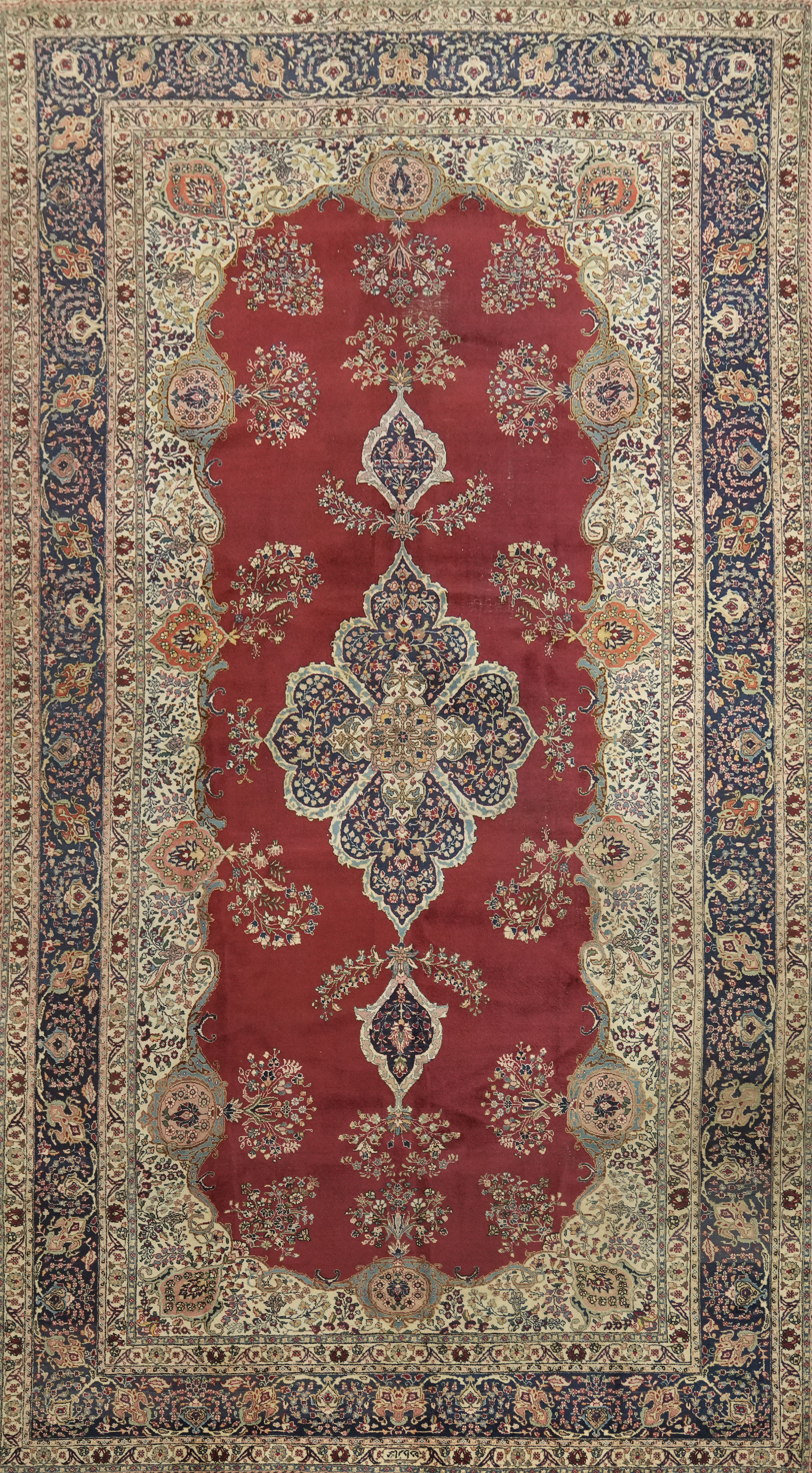 Traditional Red Large Rug 10×18 Ft Handmade Medallion Wool Carpet Floral Rug