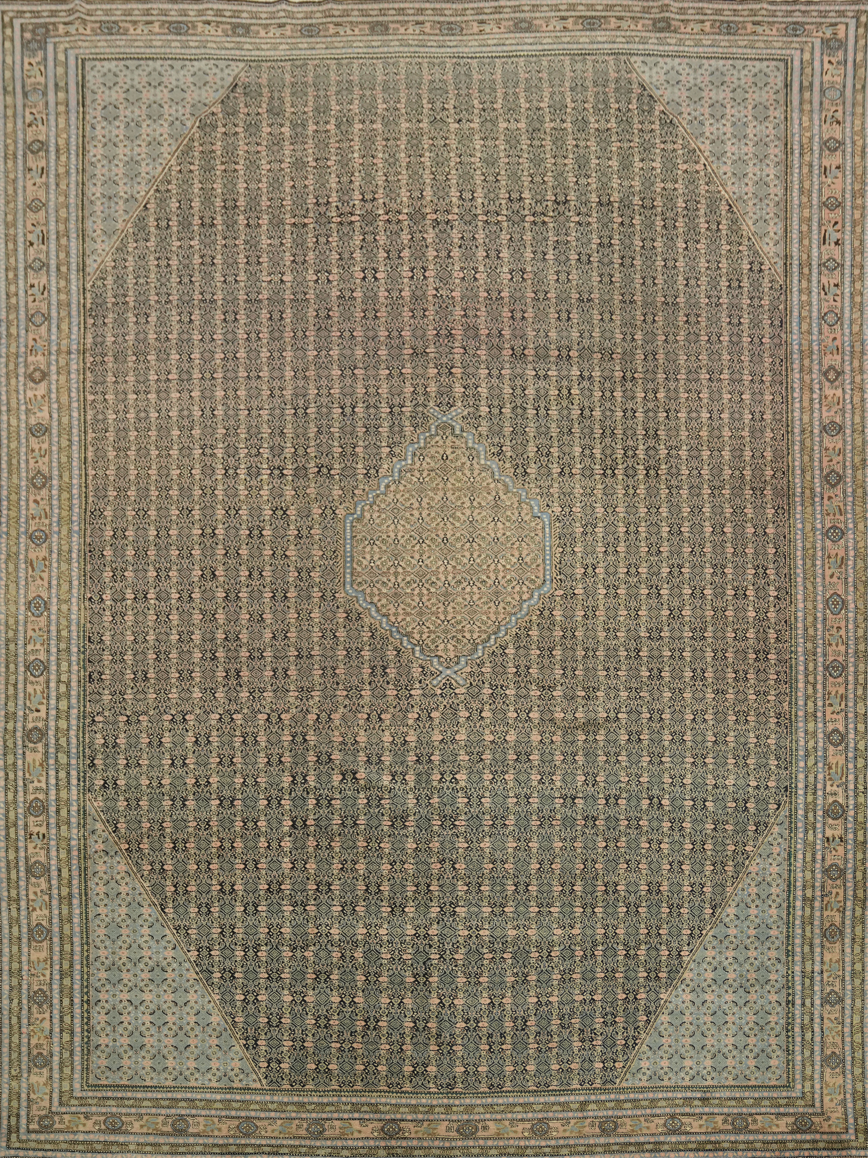 Geometric Large Rug 11×15 Ft Hand-Knotted Traditional Wool Carpet Oversized Rug