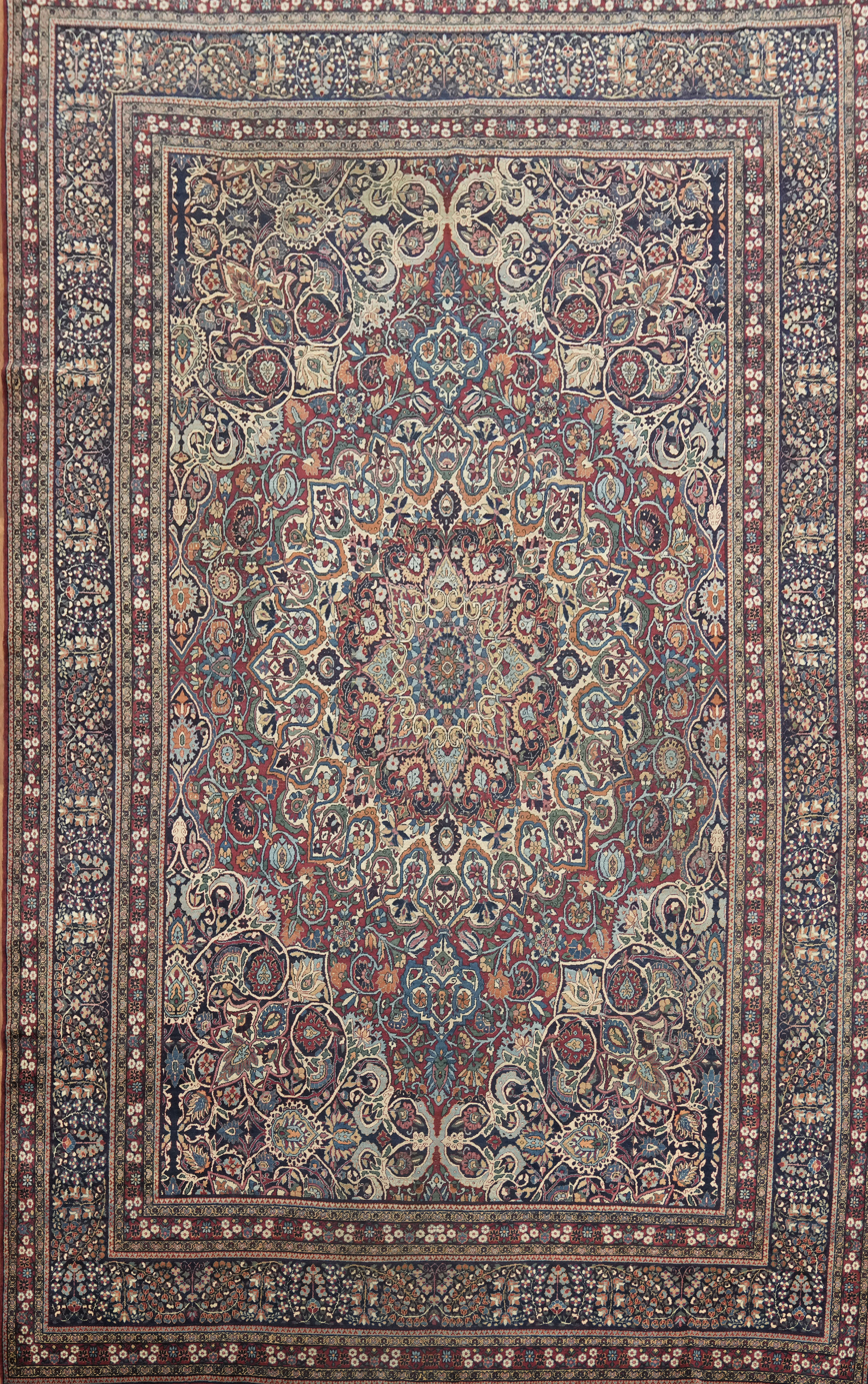 Vegetable Dye Antique Large Rug 11×17 Ft Hand-Knotted Traditional Wool Carpet