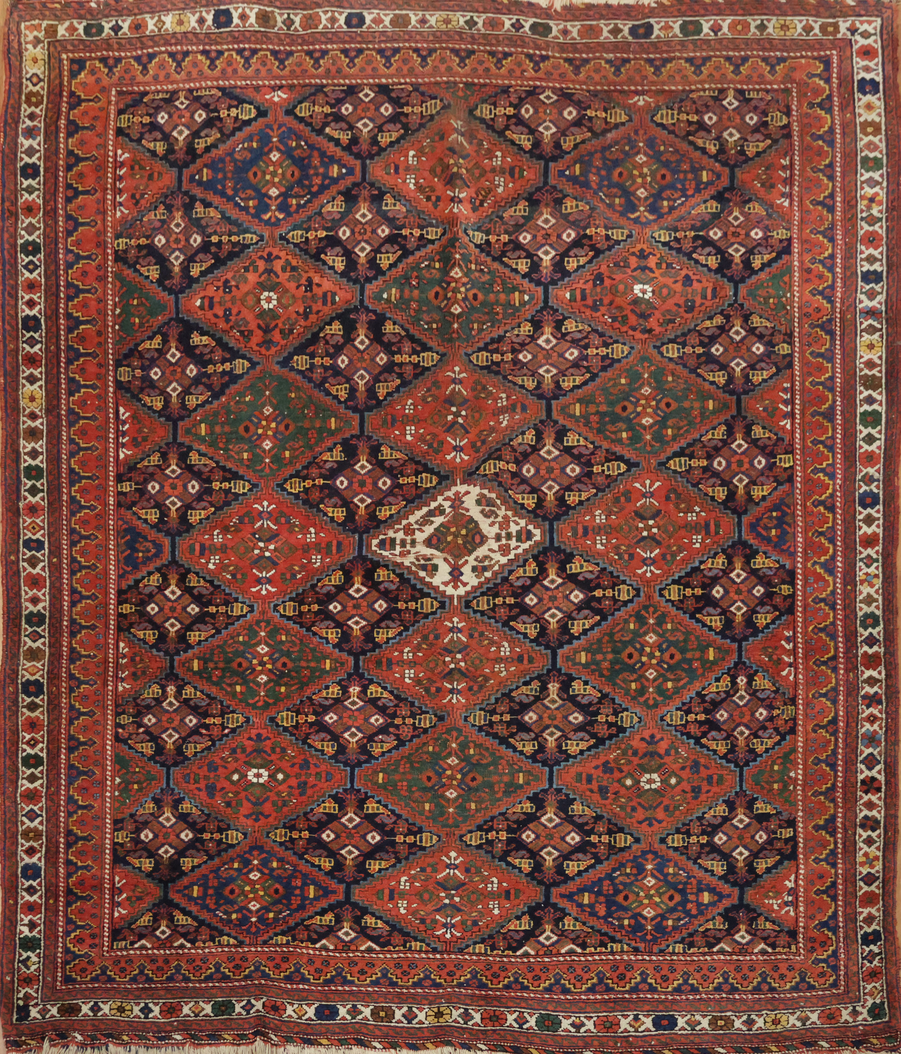 Antique Wool Geometric Area Rug 5×6 Ft Carpet Intricate Geometric Patterns