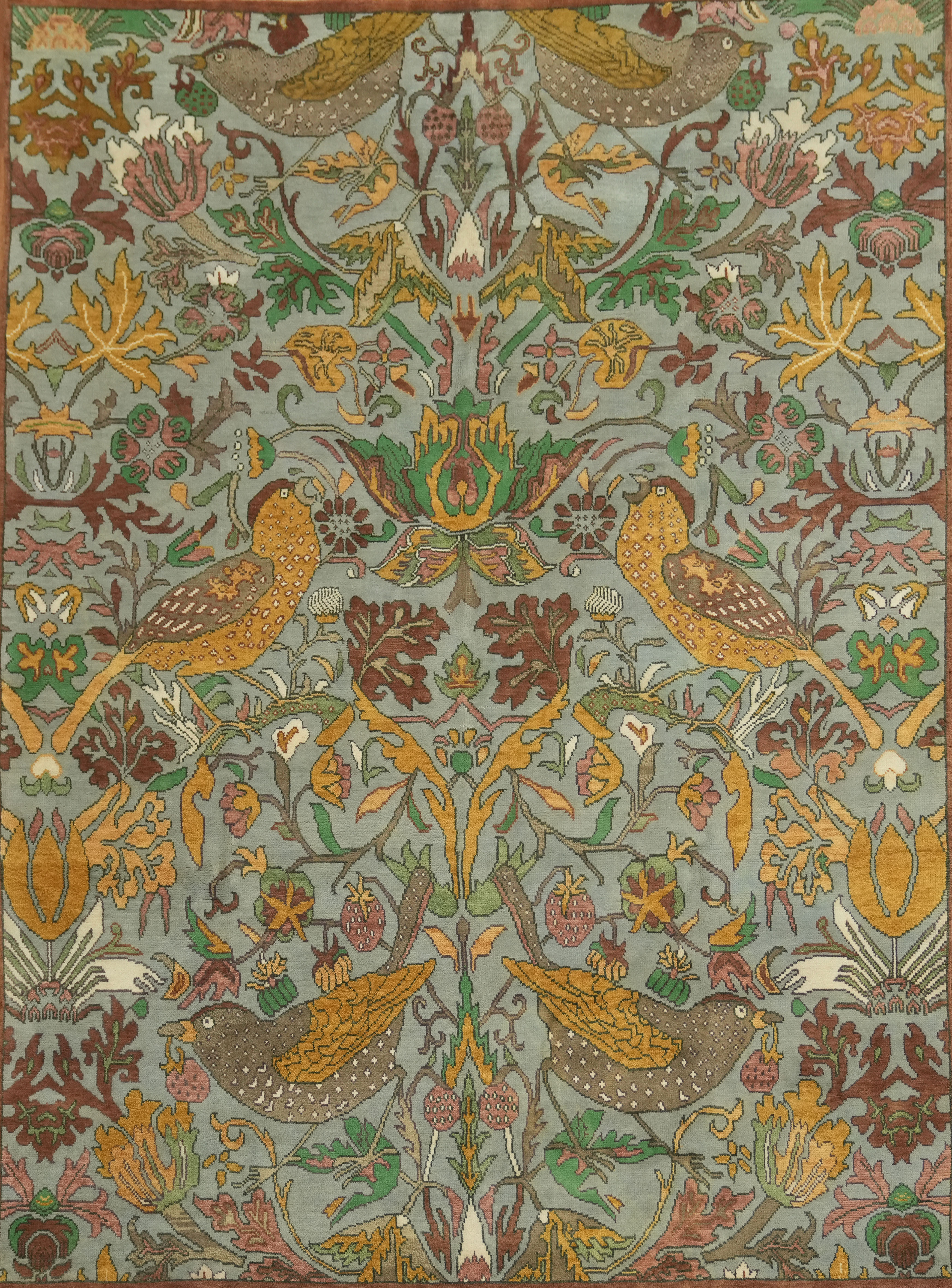 Delicate Light Blue Ziegler Rug 9×12 Ft Handmade Floral Wool Carpet Traditional