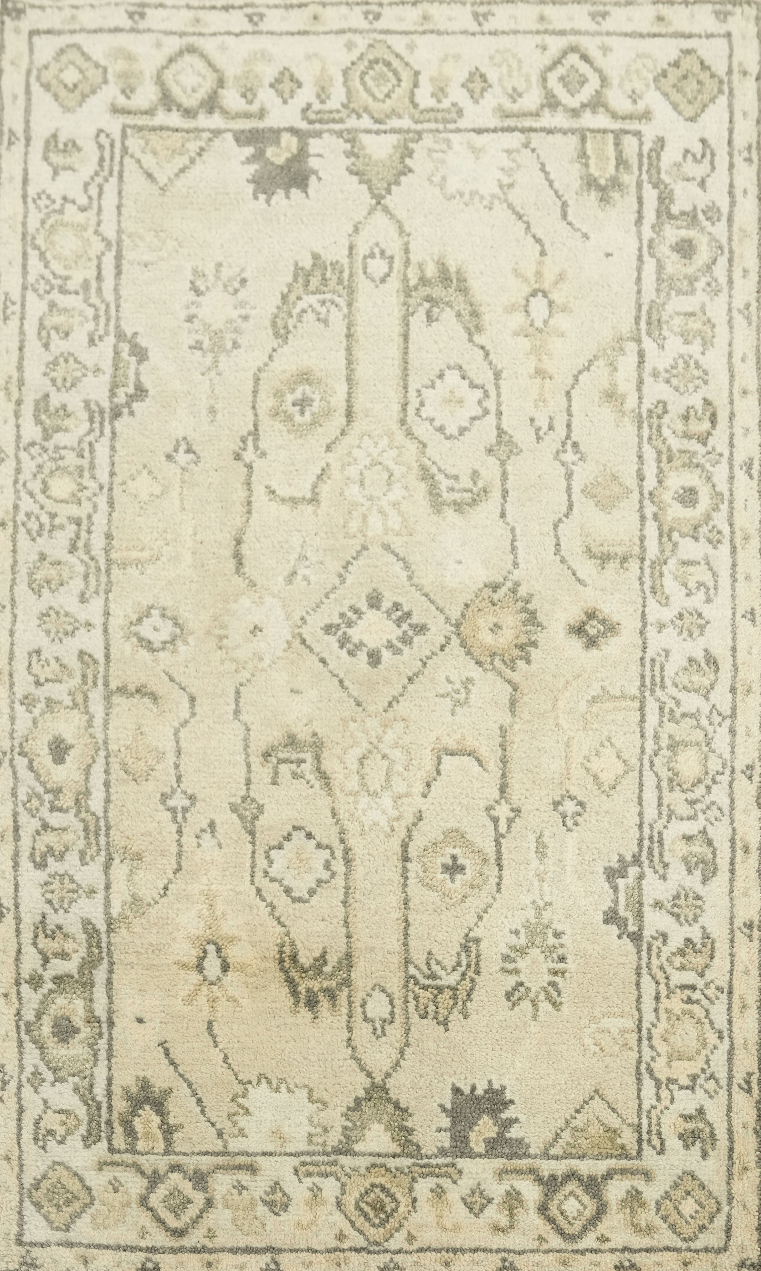 Elegant 3×5 Area Rug Traditional Oushak Beige Ivory Wool Design Carpet