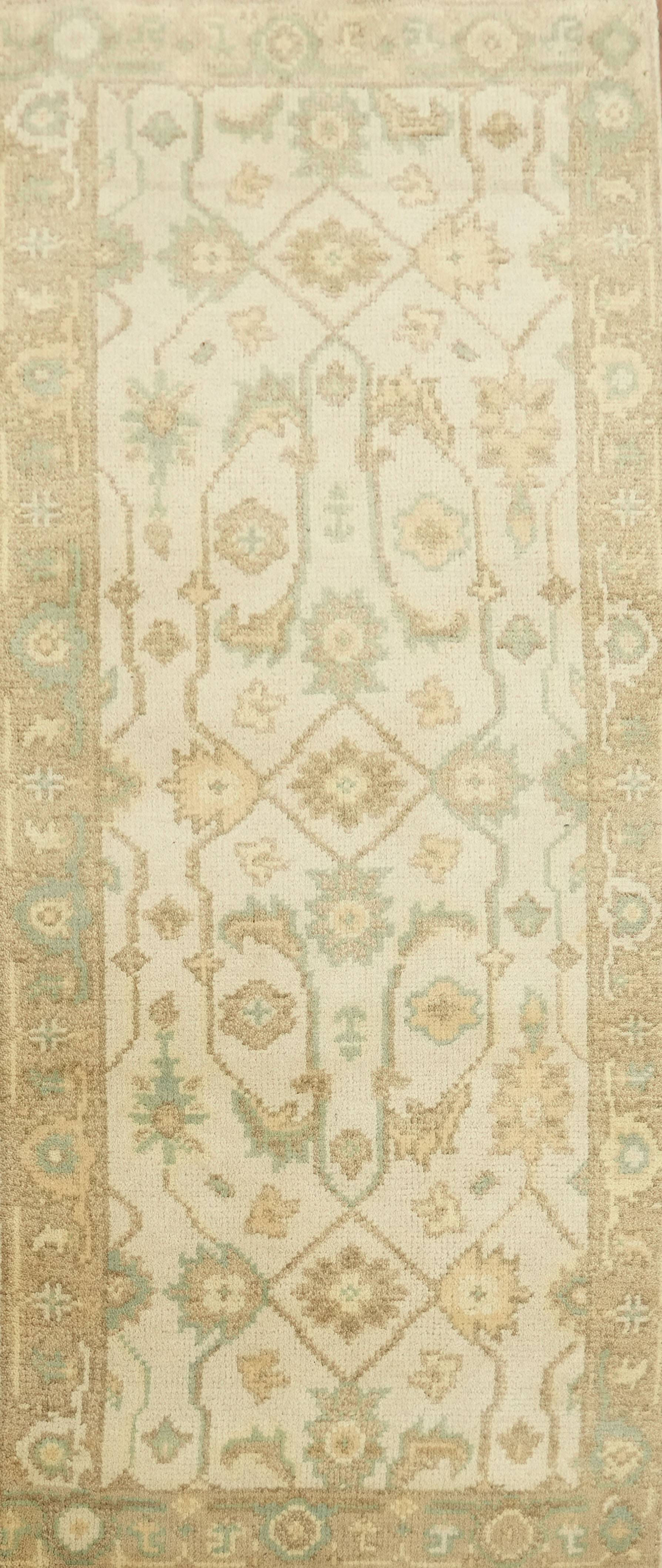 Luxury Hand-Knotted 8ft Runner Rug Featuring Traditional Geometric Design