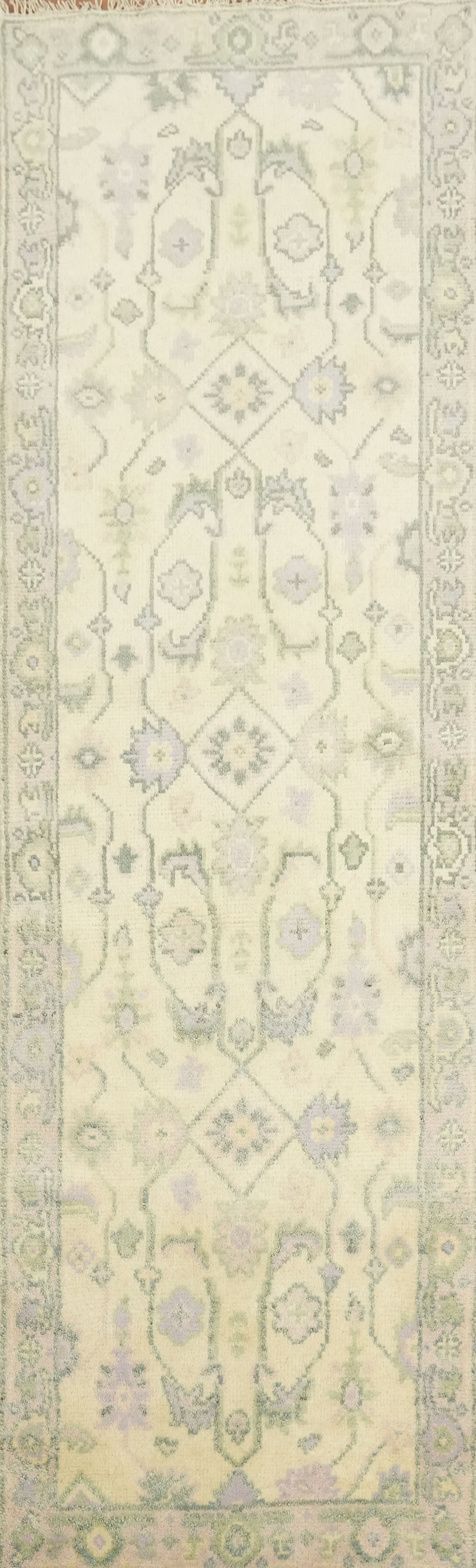 Elegant 8ft Runner Rug Oushak Floral Geometric Wool Design Carpet