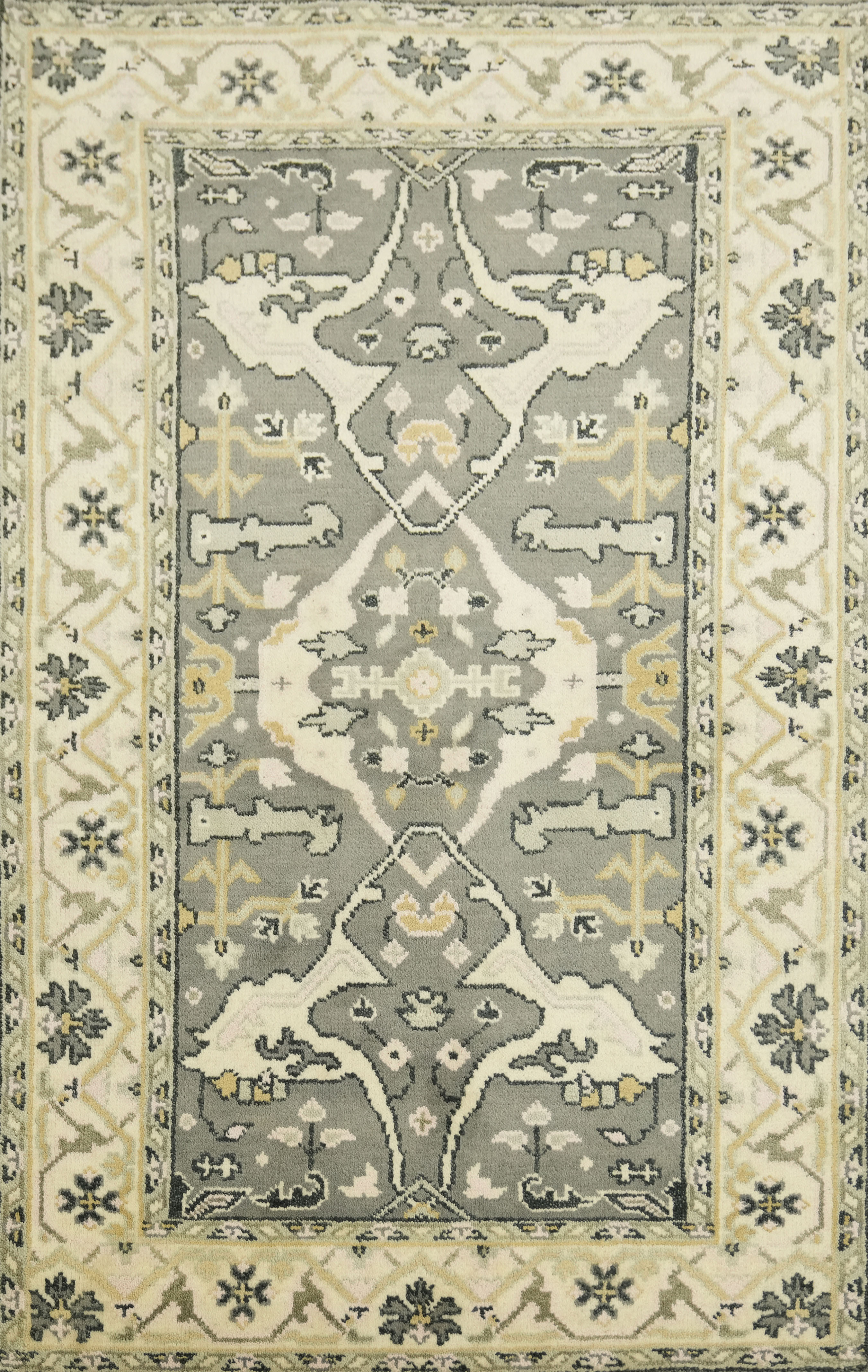 Elegant 4×6 Oushak Oriental Area Rug with Soft Tones All-Over Pattern