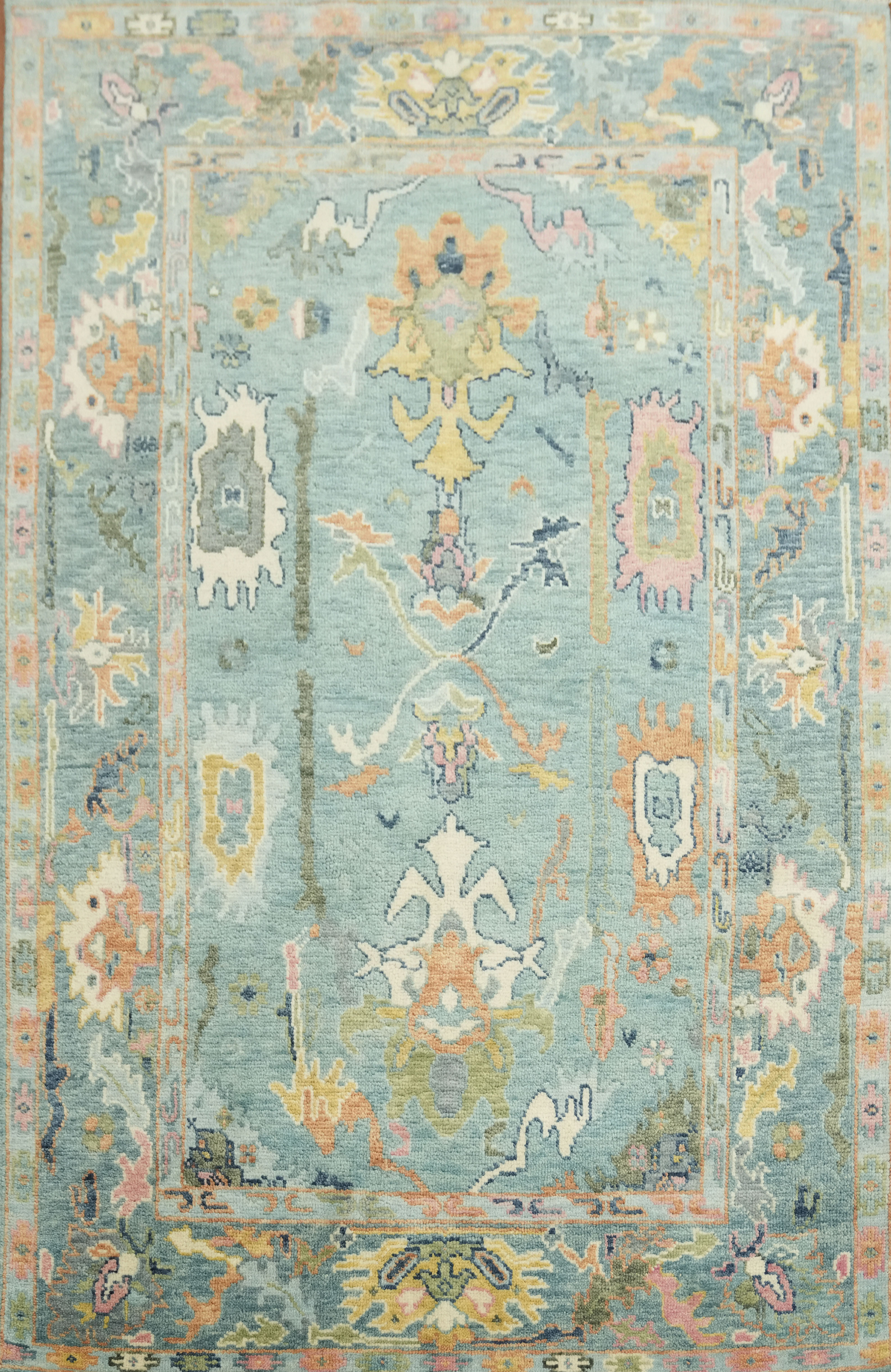 Classic 6×9 Heritage Design Woven in Rich Blue Oushak Style Area Rug
