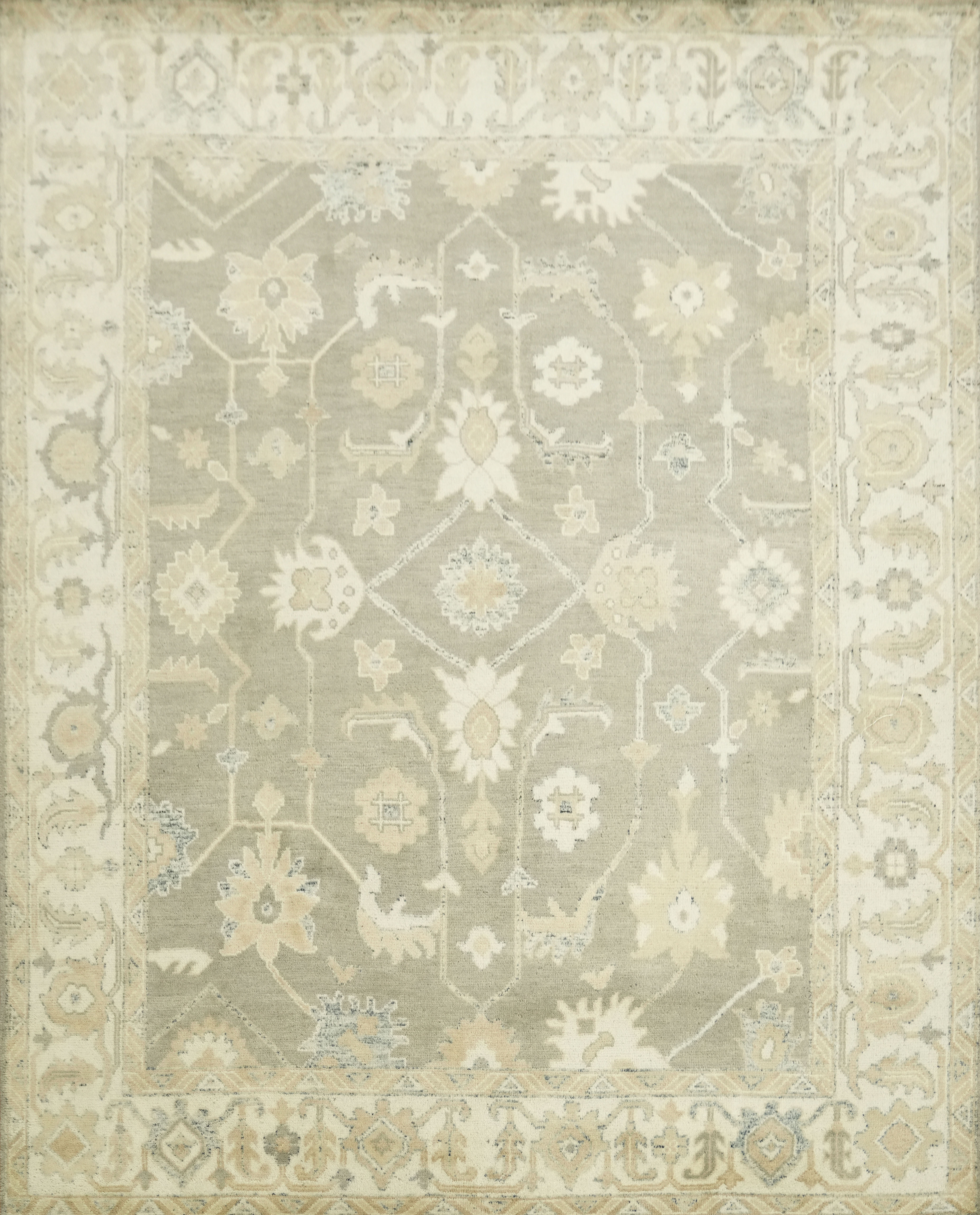 Muted Green 8×10 Traditional Oushak Hand Made Area Rug