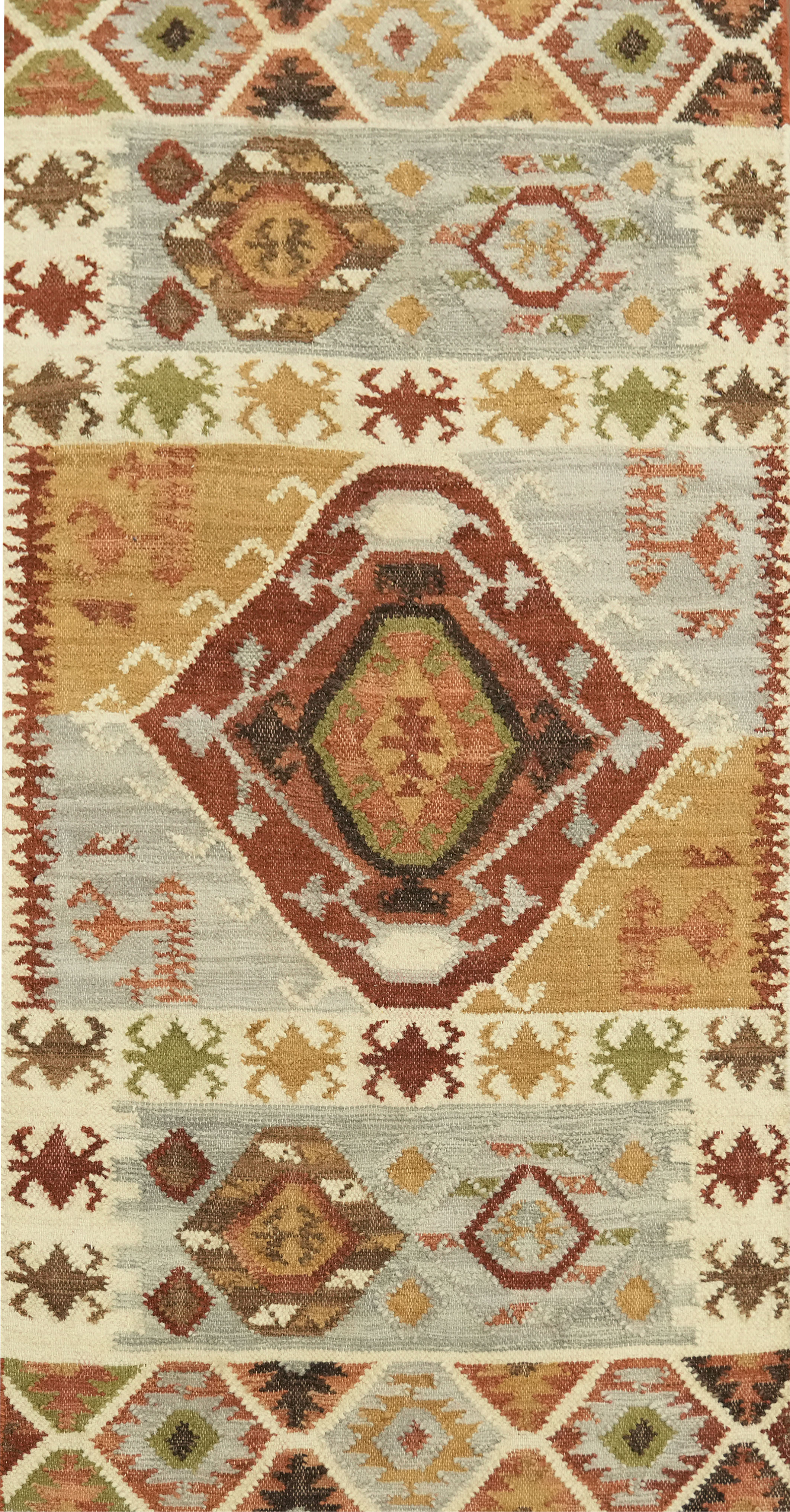 Curated 3×5 Handcrafted Wool Modern Tribal Accent Rug in Vibrant Multi-Color