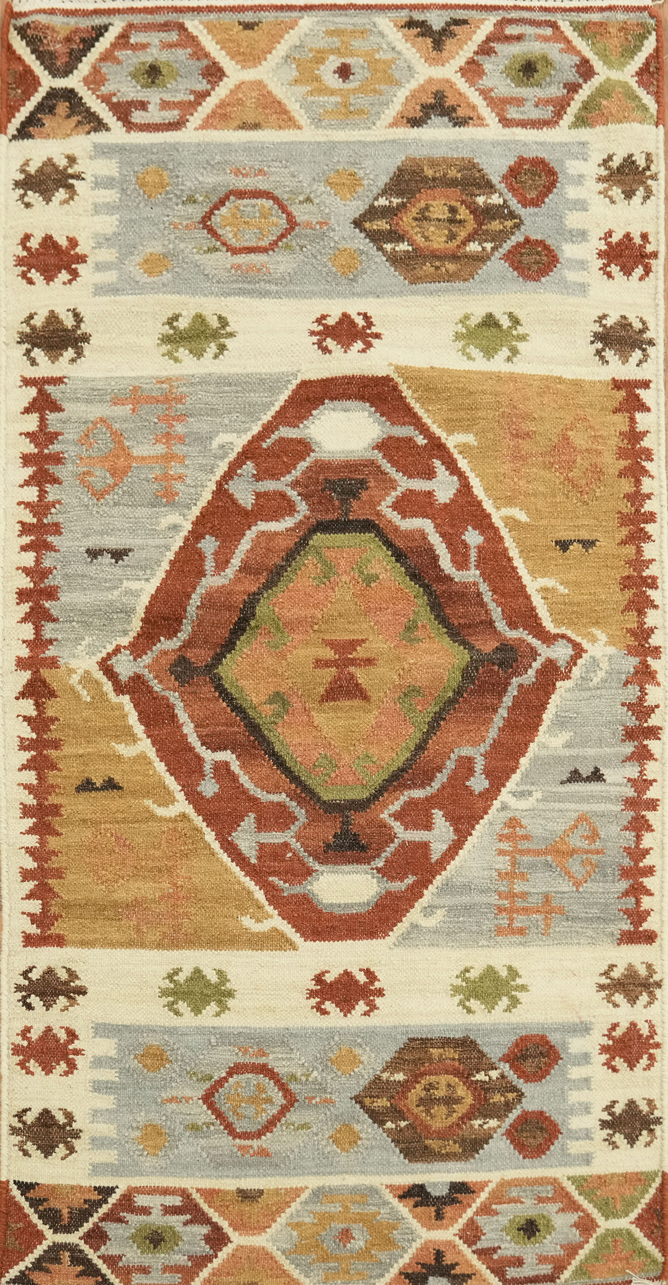 3×5 Vintage-Inspired Multicolor Tribal Design Flat-Woven Accent Rug