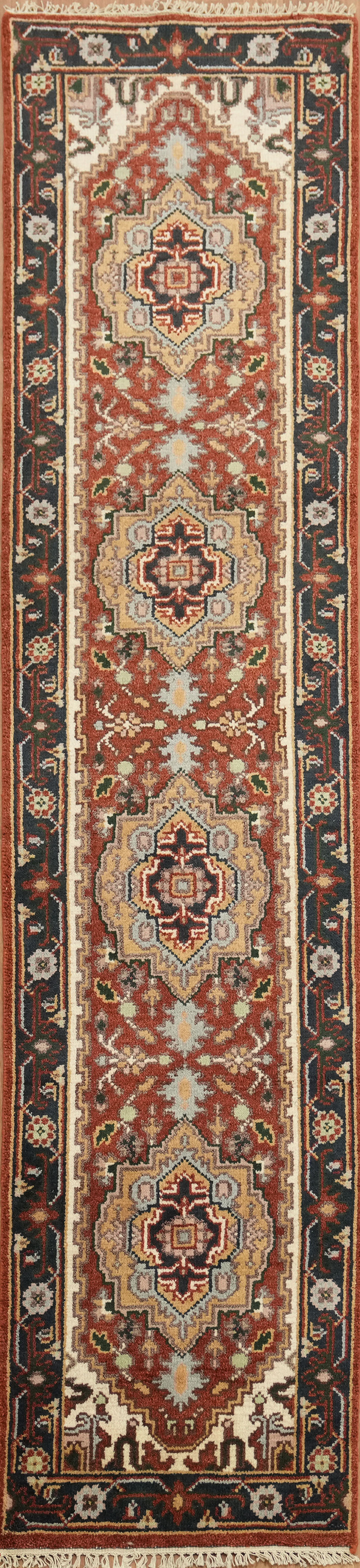 Elegant 10 Ft Hallway Runner Traditional Floral Geometric Wool Design Carpet