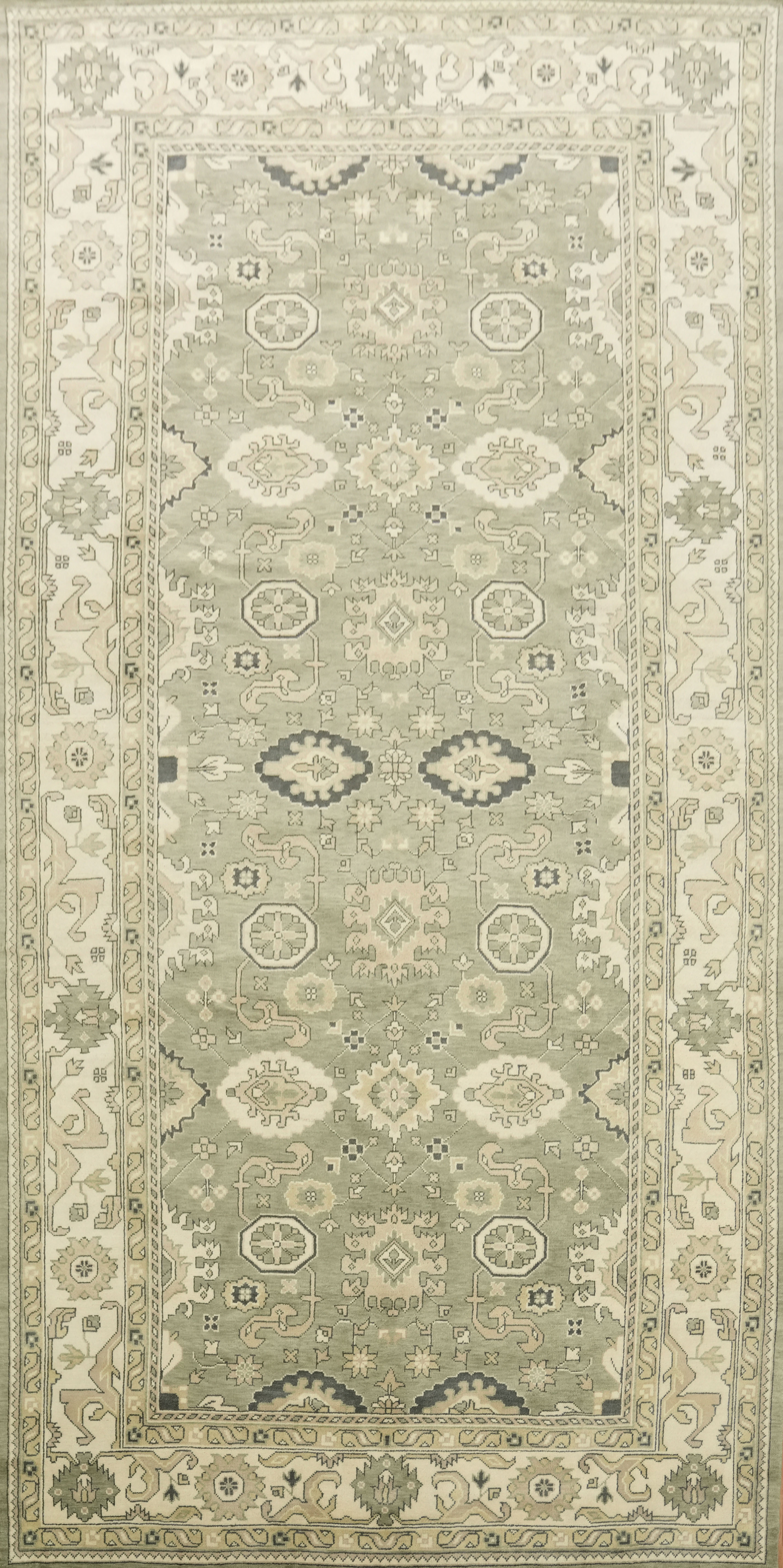 Premium 19×10 Oushak Area Rug Hand-Knotted Wool Traditional Floral Design
