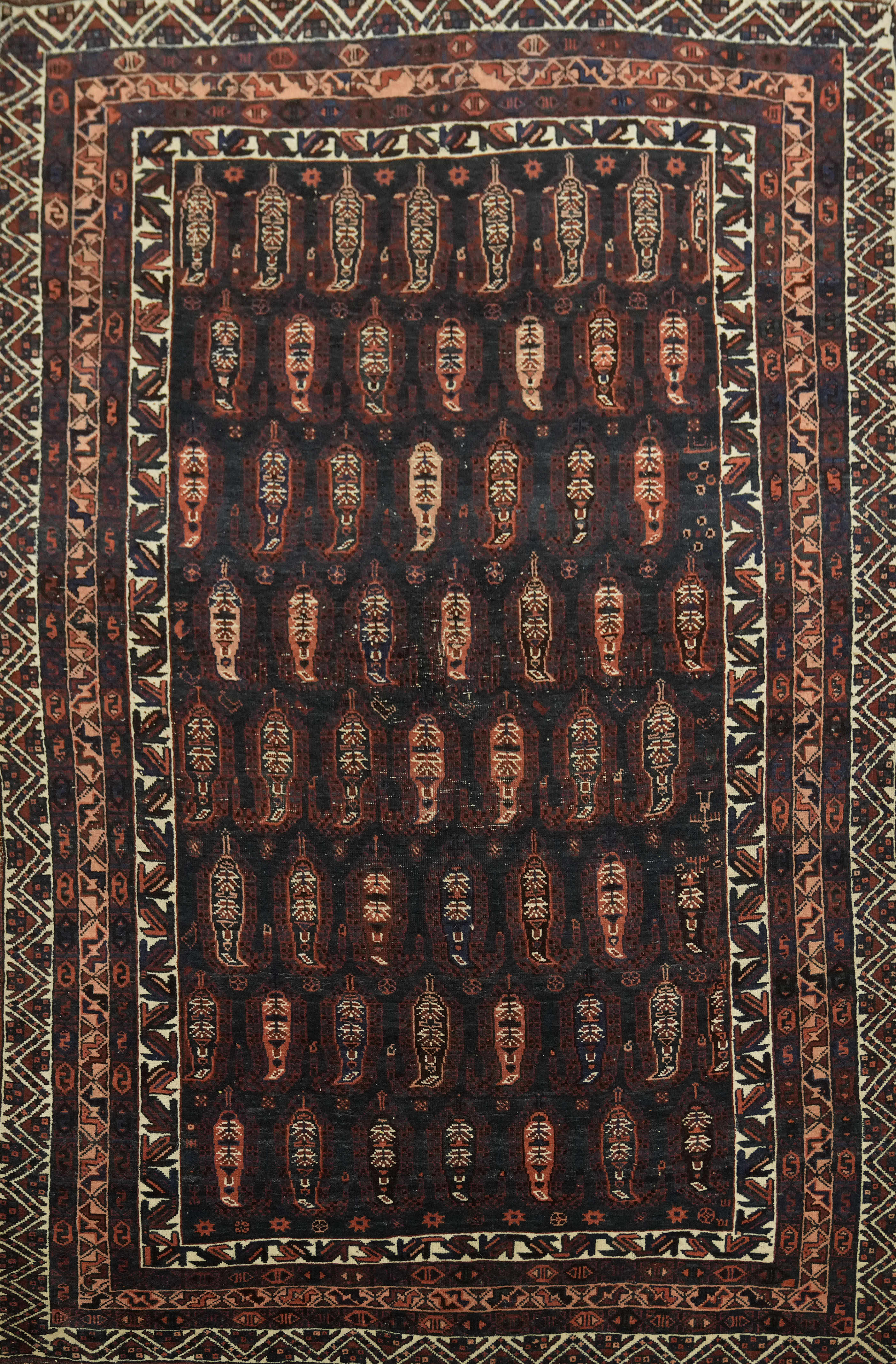 80–90 Year Old Tribal Rug 4×6 Wool Hand-Knotted Geometric Traditional Carpet