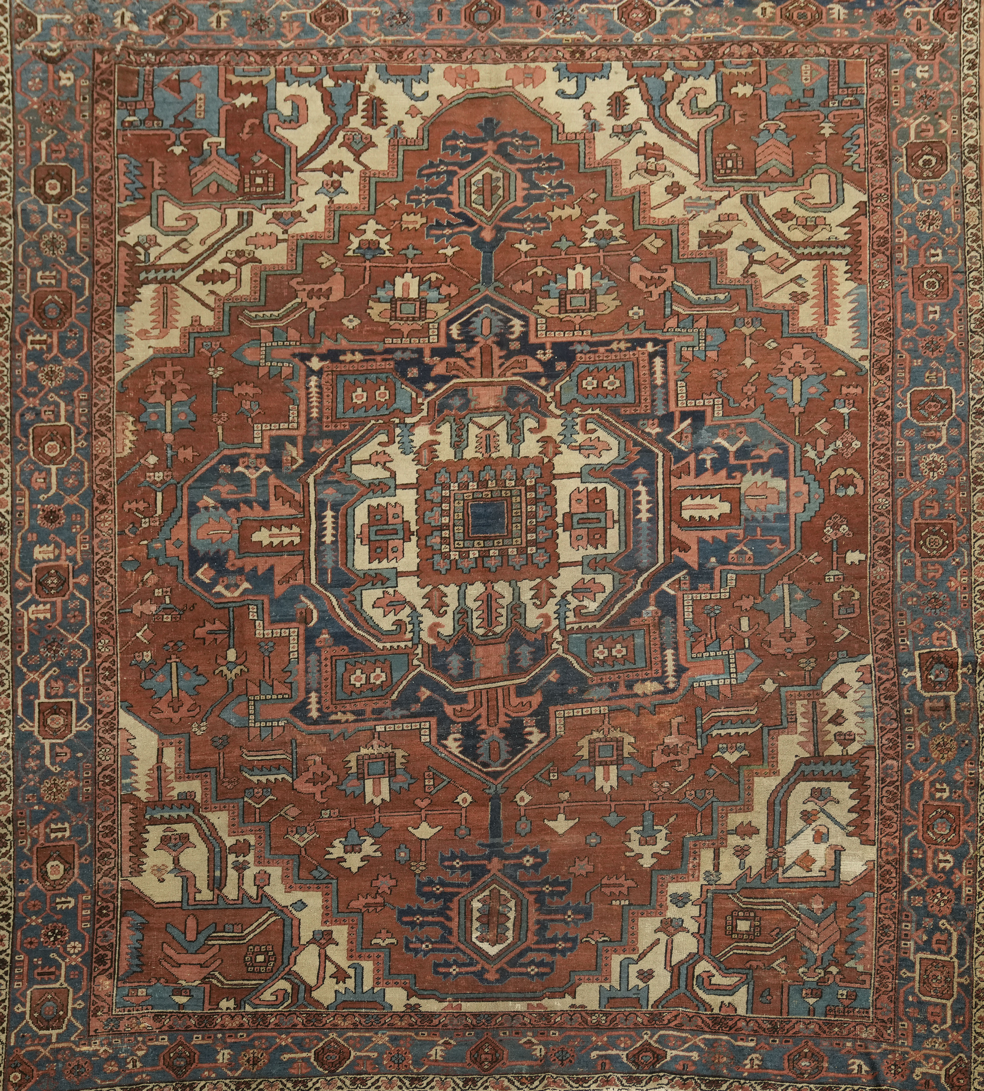Pre-1900 Antique Large Rug 11×12 Ft Handmade Medallion Wool Carpet Oriental Rug