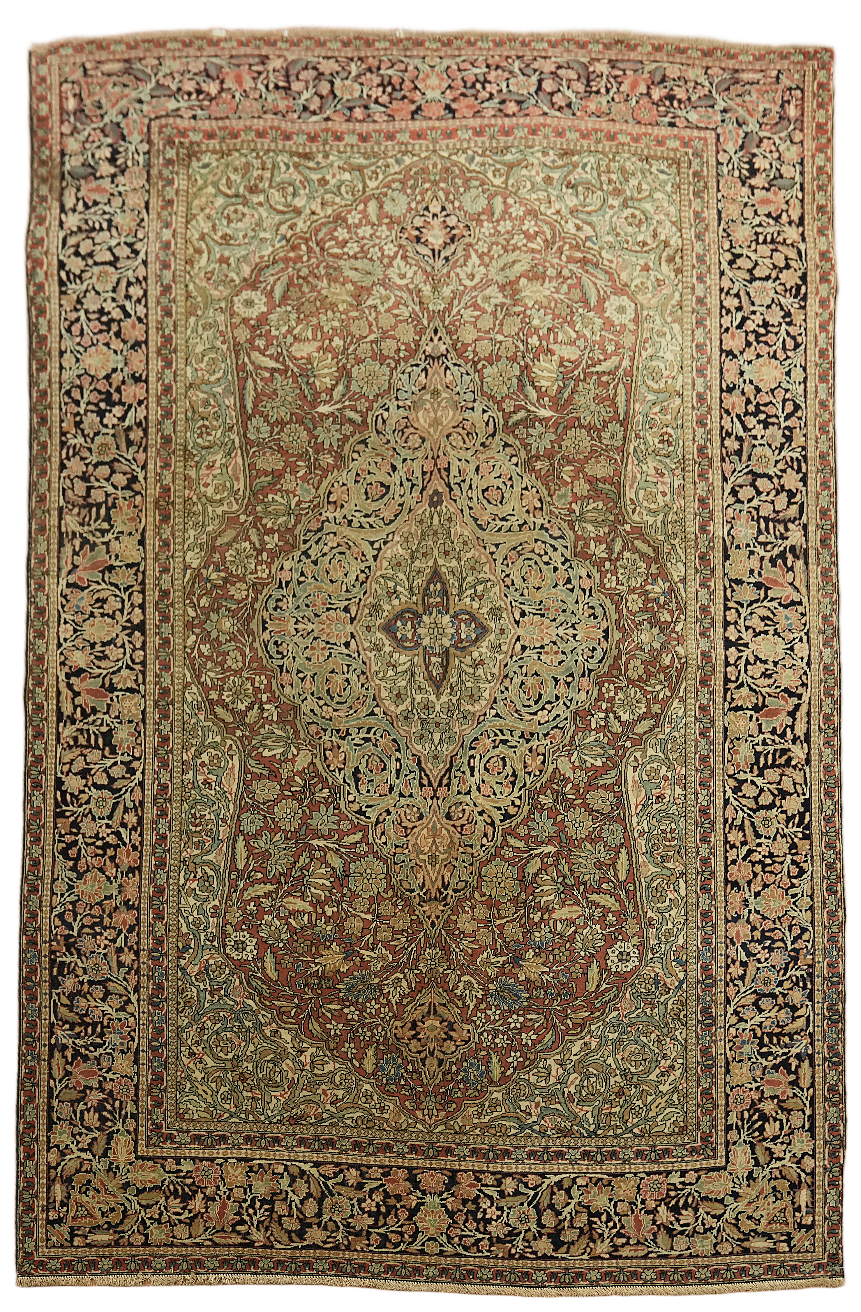 Rare Pre-1900 4×7 Traditional Area Rug in Medallion Rich Rust Palette