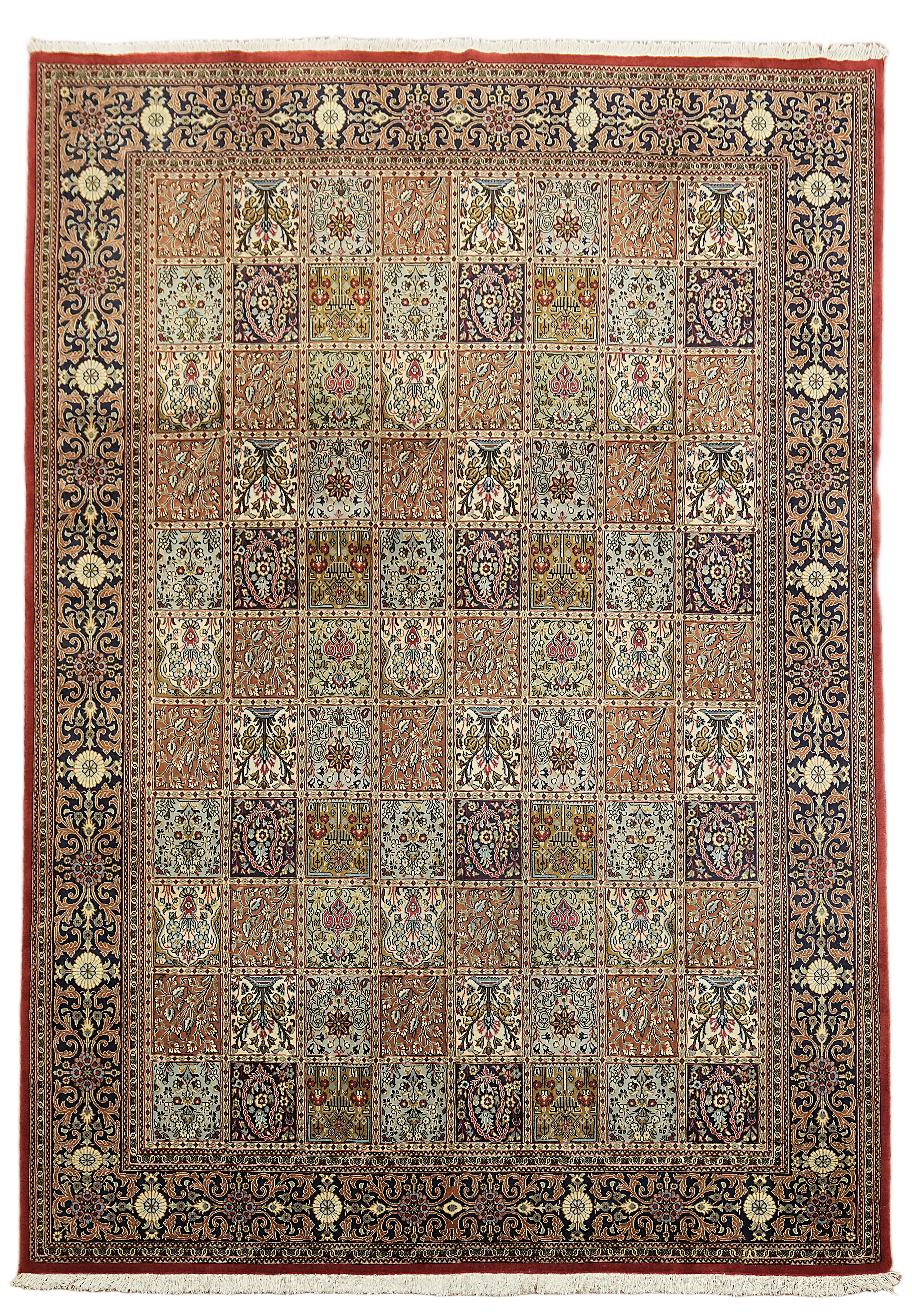 8×11 Traditional Floral Area Rug Hand-Knotted Wool Multicolor Tones