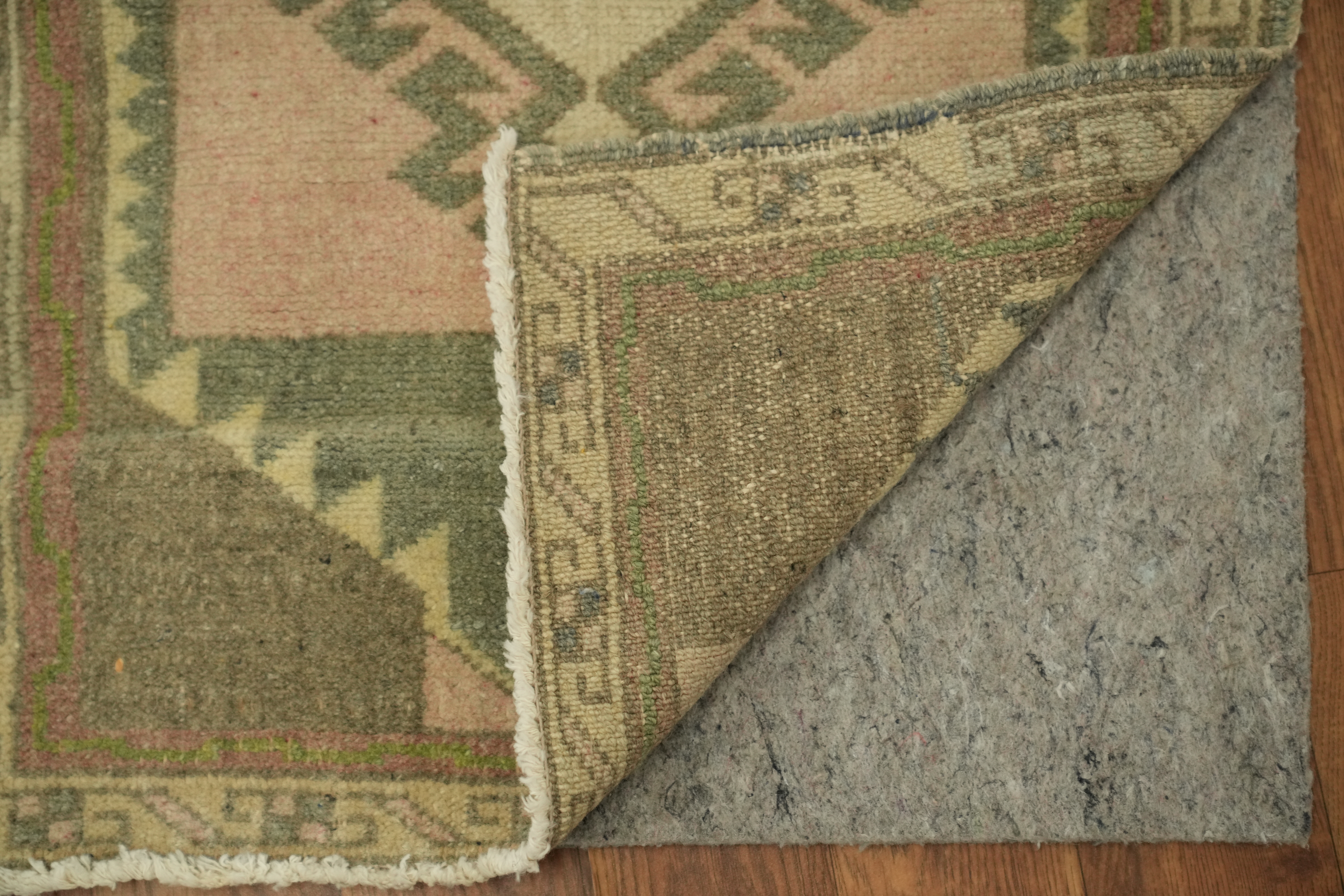 Vintage Oushak Turkish Foyer Rug 2x2 Ft Hand-Knotted Square Oriental Wool Carpet detailed image 5