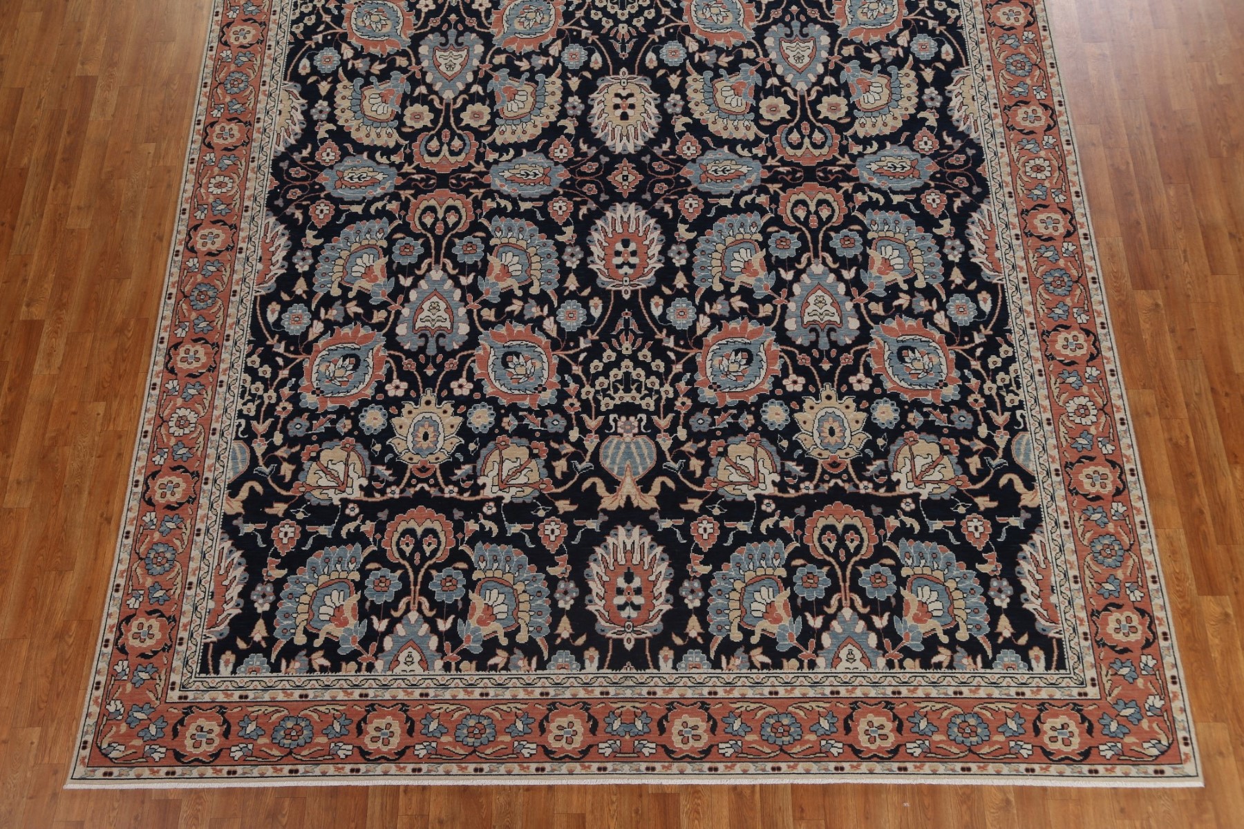 Navy Blue Sultanabad Ziegler Turkish Rug 10x13 Ft Handmade Wool