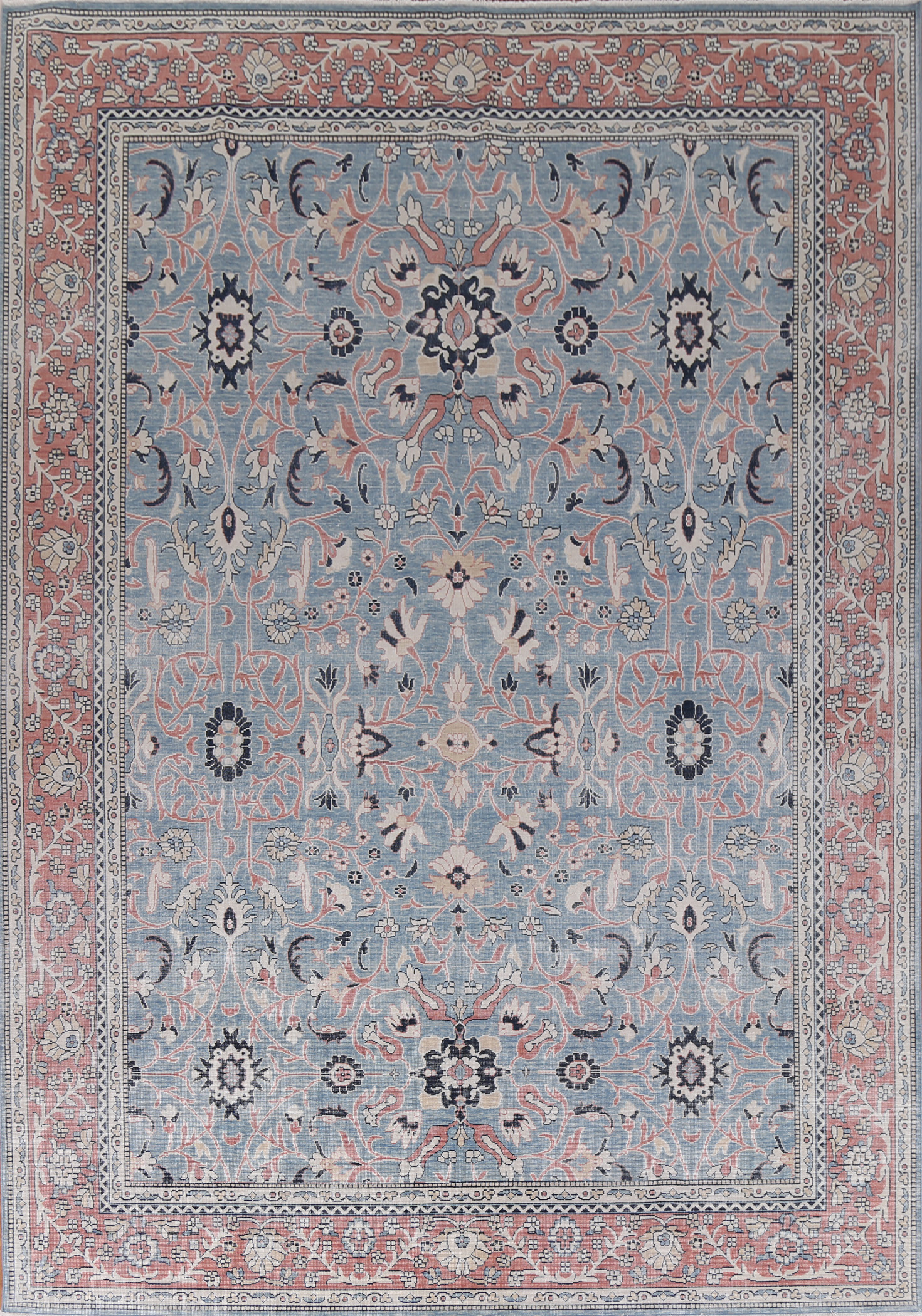 Light Blue Sultanabad Ziegler Turkish Hand-knotted Wool Rug Room